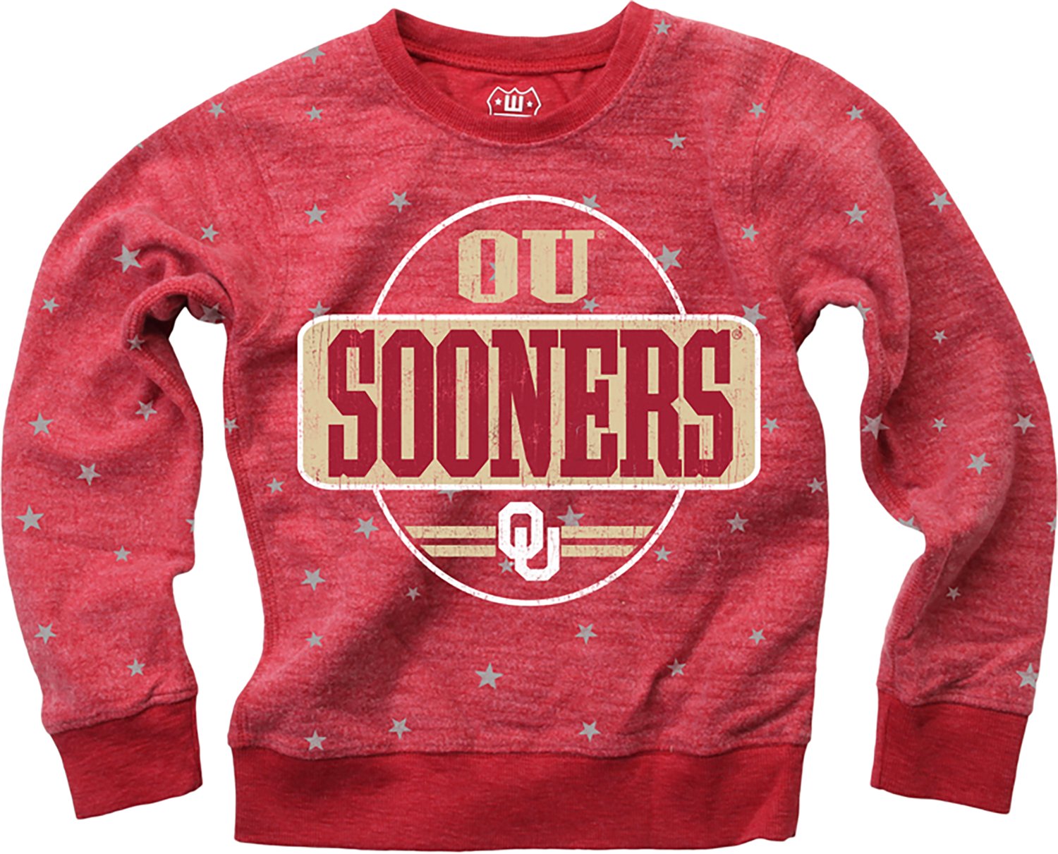 Wes & Willy Girls' Oklahoma Shimmer Star Reverse Fleece Crew Sweatshirt - view number 1