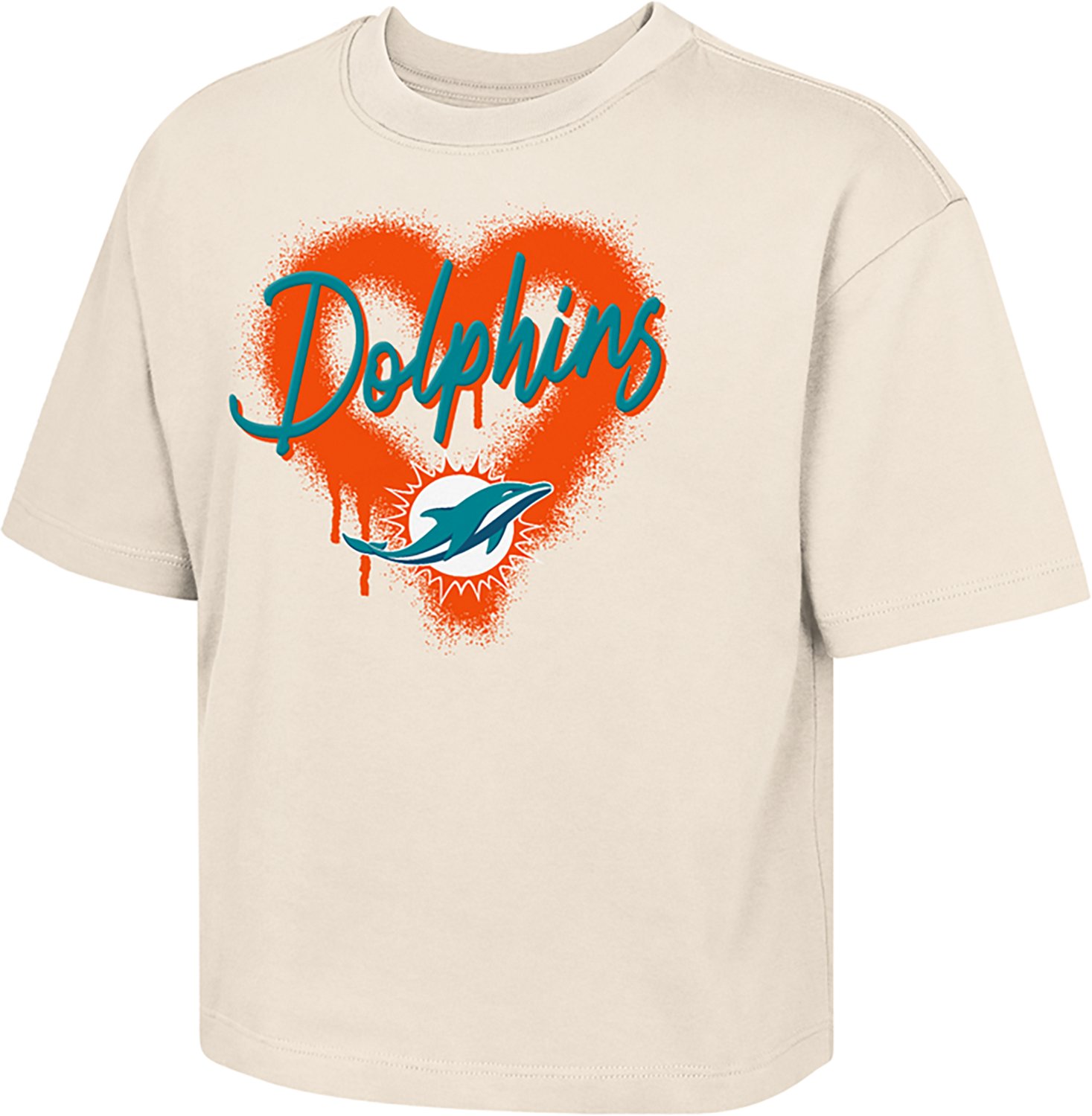 Outerstuff Girls' Dolphins Spray Heart Boxy T-shirt - view number 2