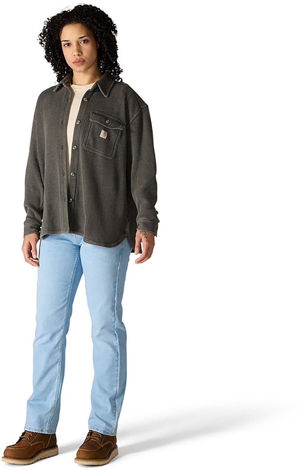 Carhartt Women's Heavyweight Waffle Knit Long Sleeve Button Up Shirt - view number 4