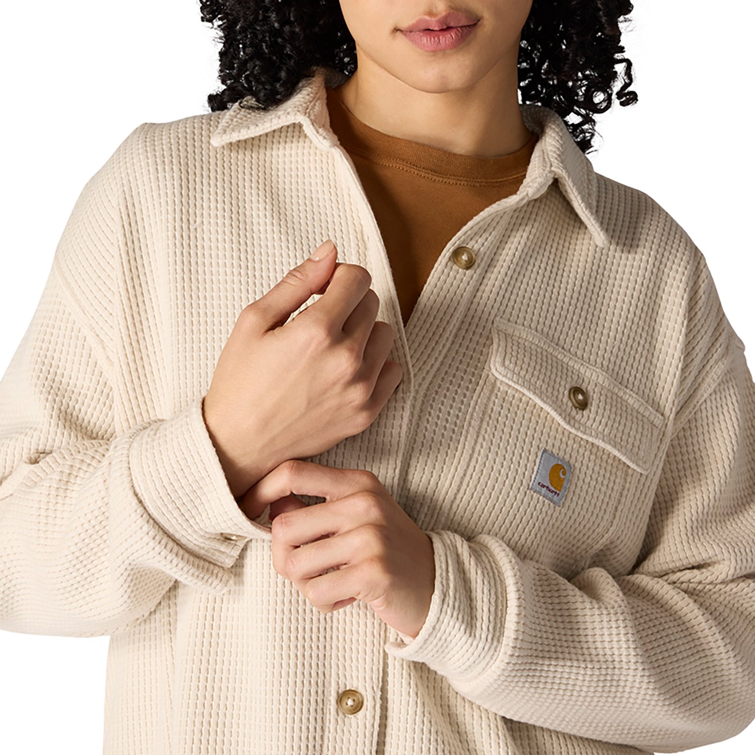 Carhartt Women's Heavyweight Waffle Knit Long Sleeve Button Up Shirt - view number 3
