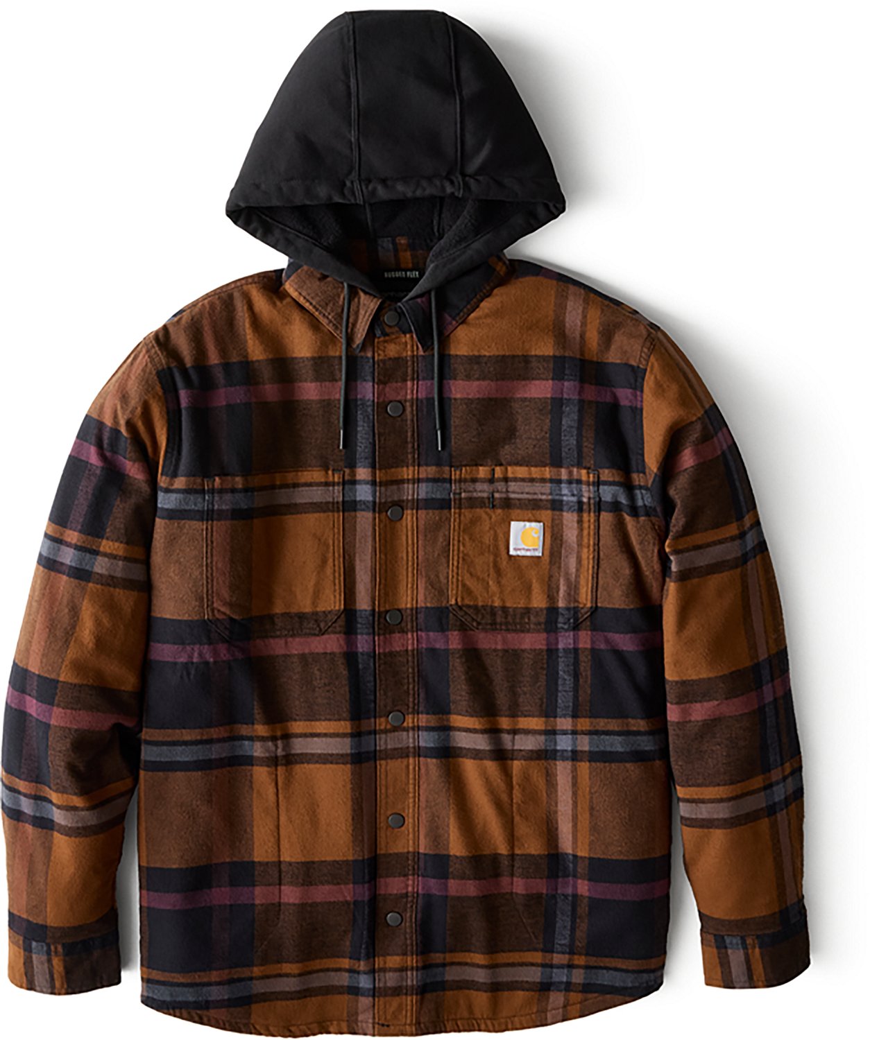 Carhartt Men's Rugged Flex Relaxed Fit Flannel Fleece Lined Hooded Shirt Jac - view number 6