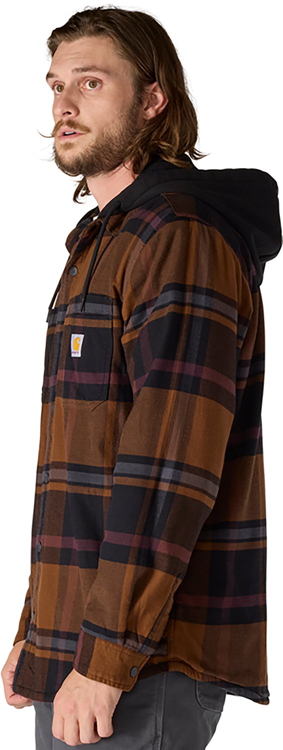 Carhartt Men's Rugged Flex Relaxed Fit Flannel Fleece Lined Hooded Shirt Jac - view number 3