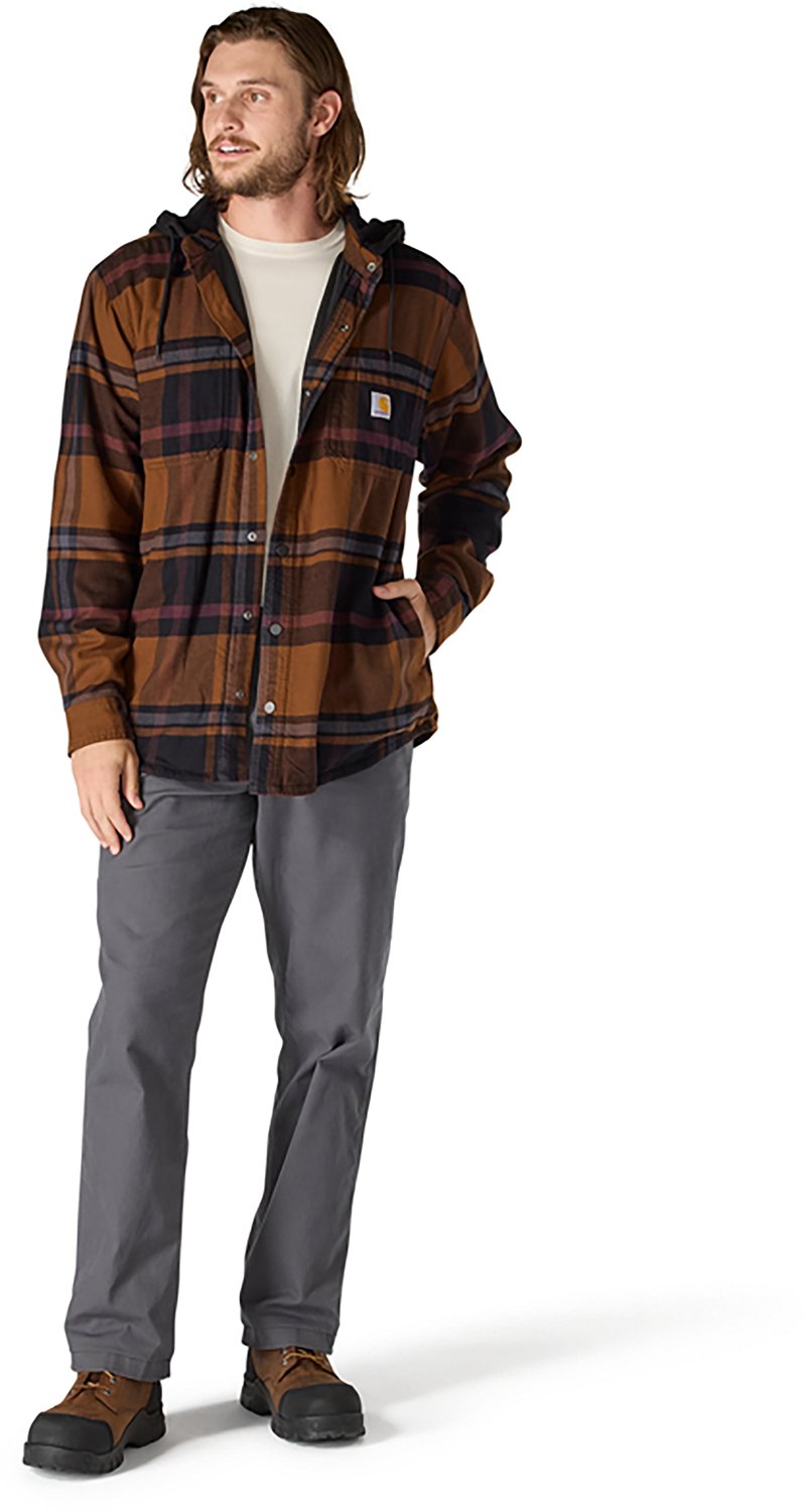 Carhartt Men's Rugged Flex Relaxed Fit Flannel Fleece Lined Hooded Shirt Jac - view number 5
