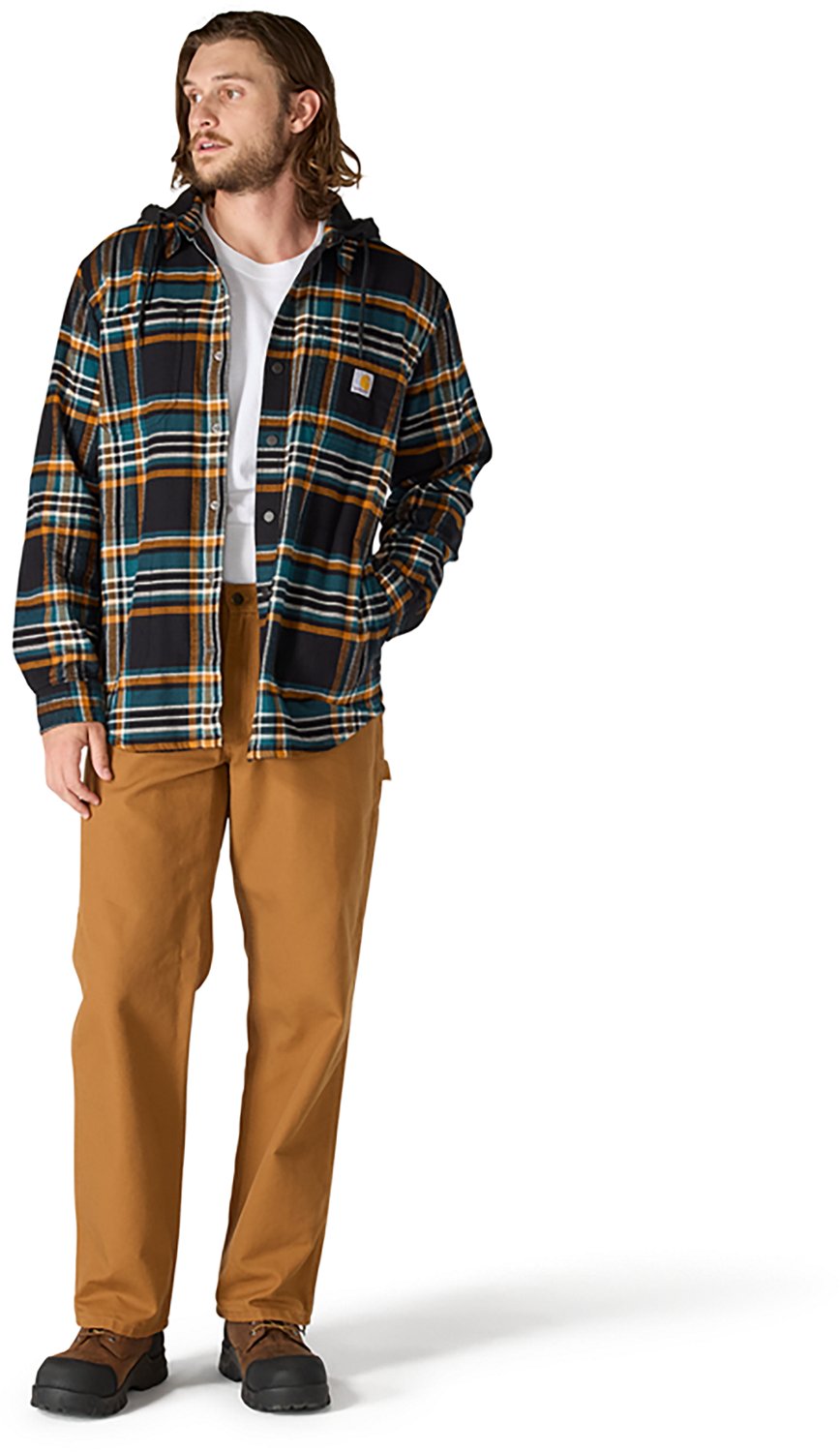 Carhartt Men's Rugged Flex Relaxed Fit Flannel Fleece Lined Hooded Shirt Jac - view number 4