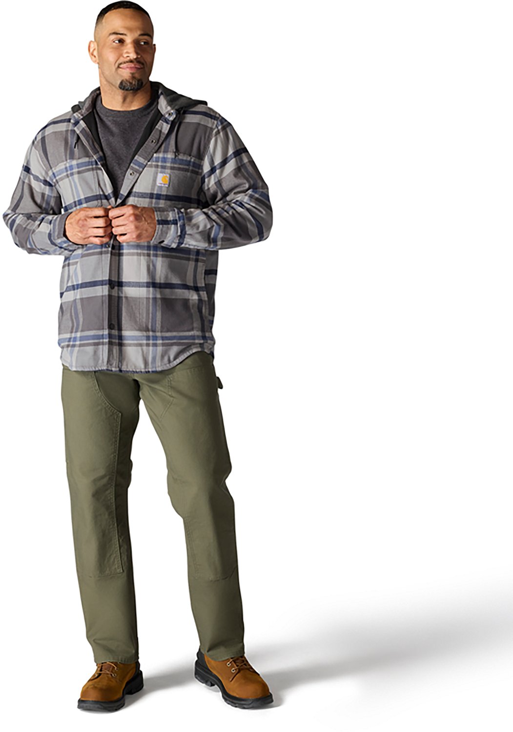 Carhartt Men's Rugged Flex Relaxed Fit Flannel Fleece Lined Hooded Shirt Jac - view number 5