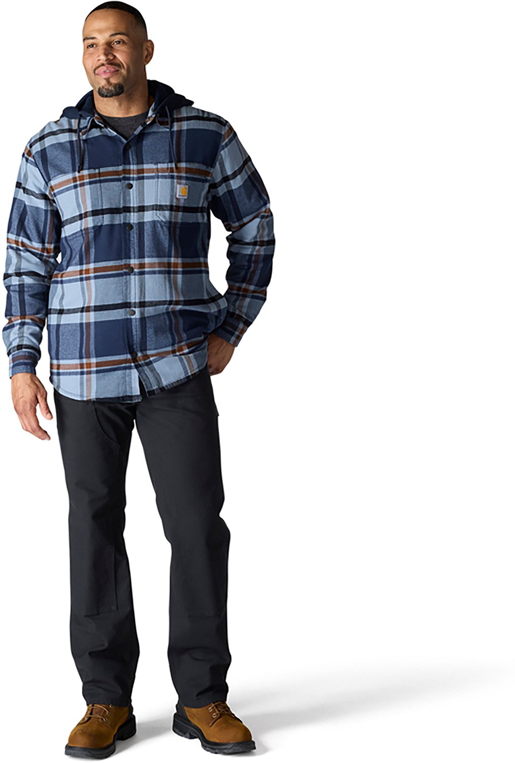 Carhartt Men's Rugged Flex Relaxed Fit Flannel Fleece Lined Hooded Shirt Jac - view number 5