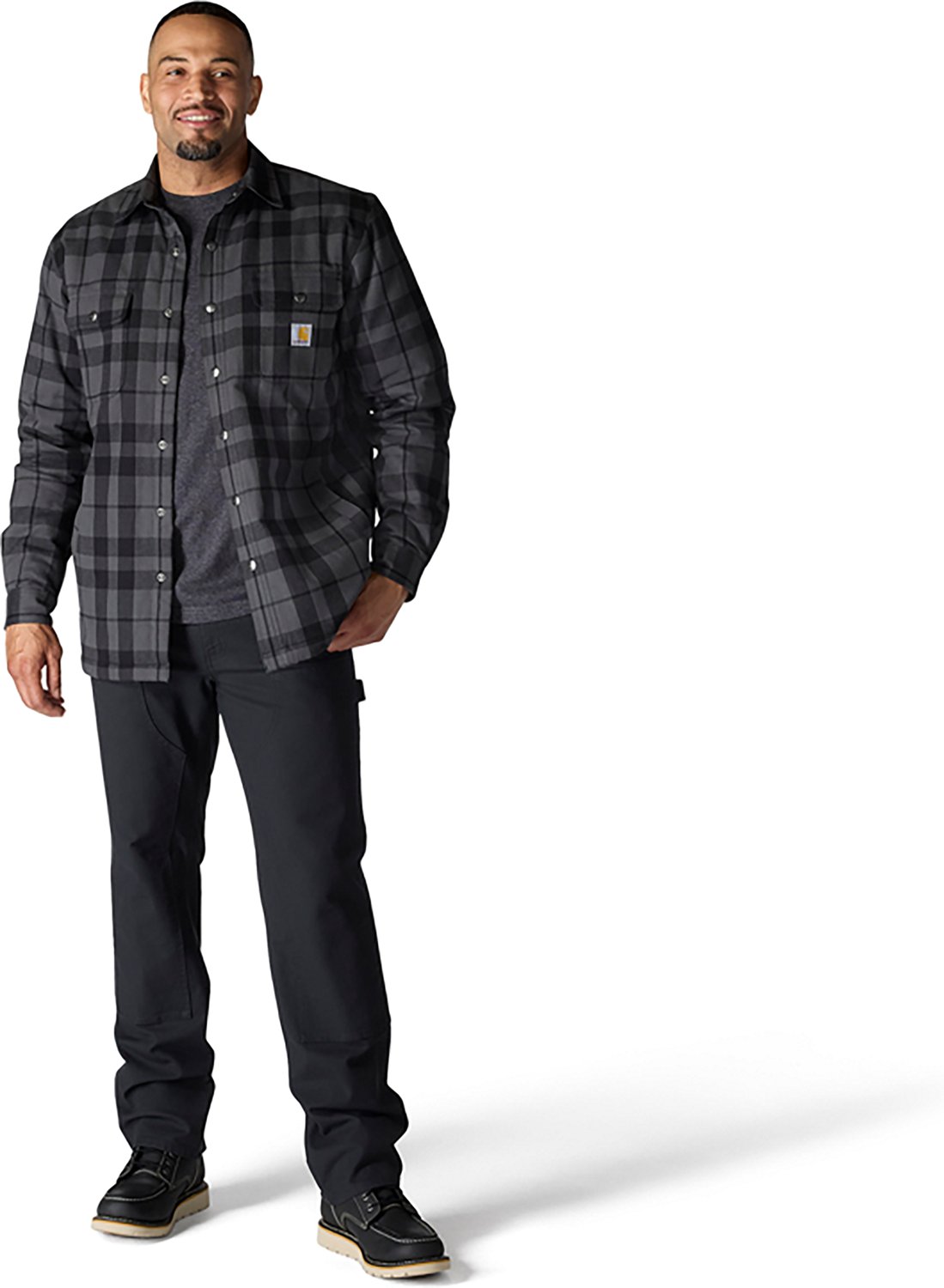 Carhartt Men's Relaxed Fit Flannel Sherpa-Lined Shirt Jac - view number 4
