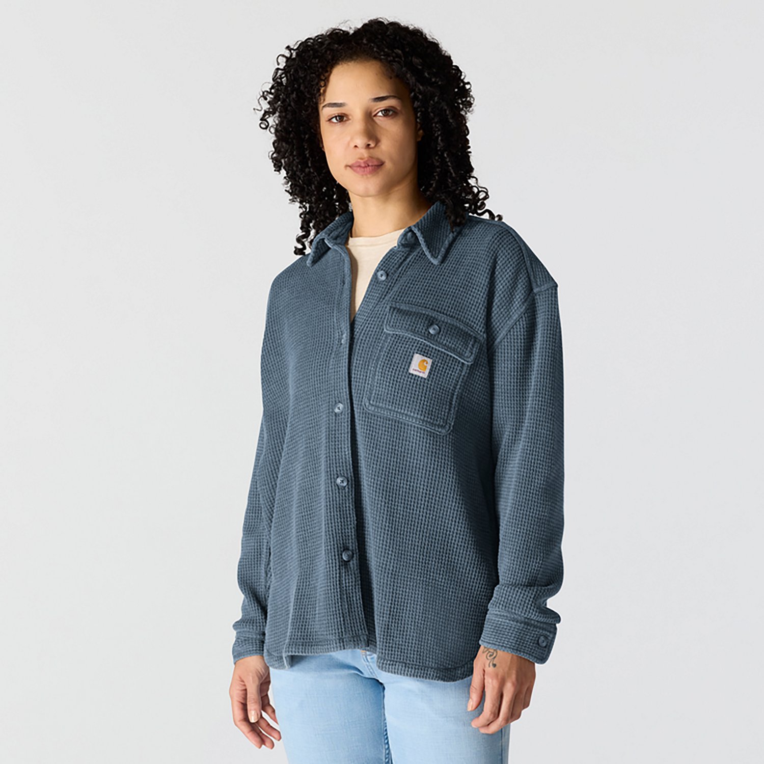 Carhartt Women's Heavyweight Waffle Knit Long Sleeve Button Up Shirt