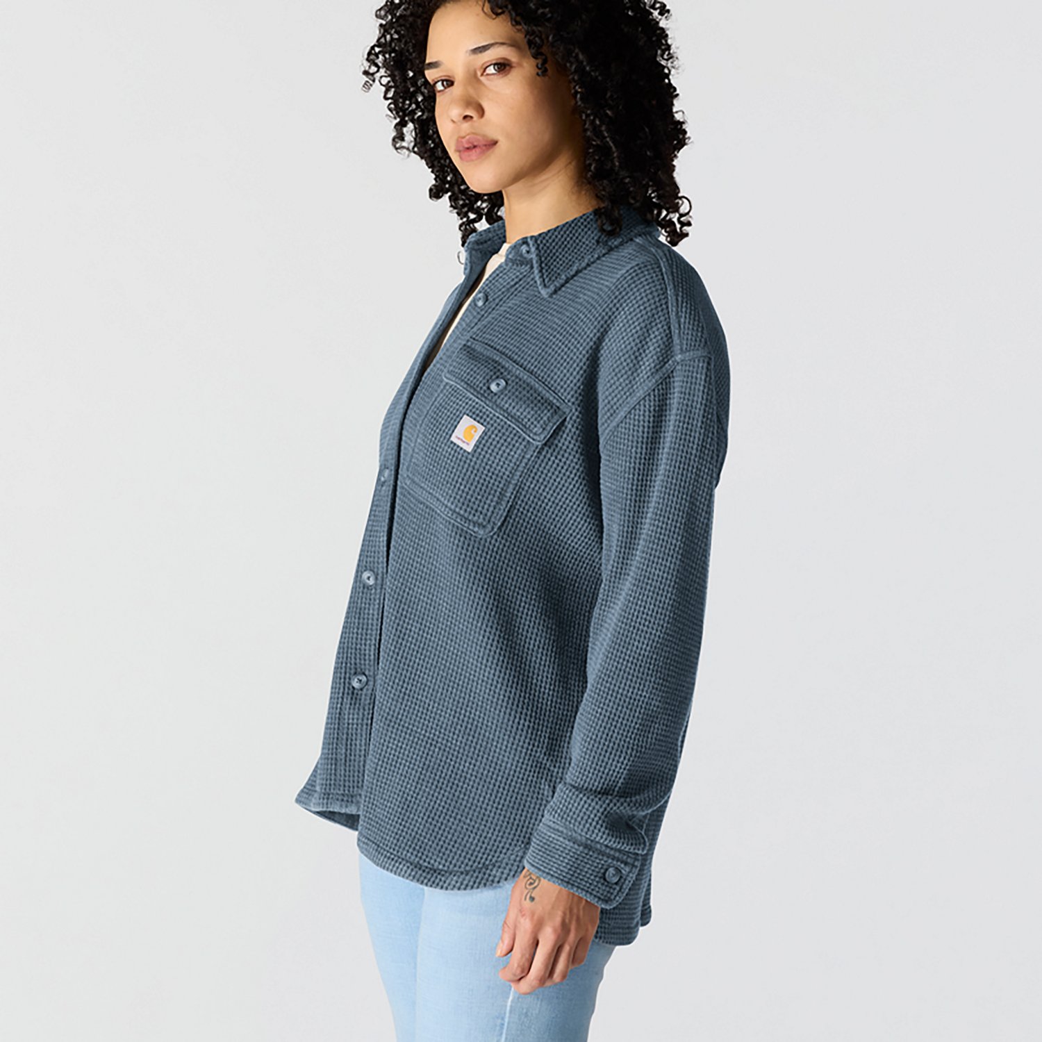 Carhartt Women's Heavyweight Waffle Knit Long Sleeve Button Up Shirt - view number 3
