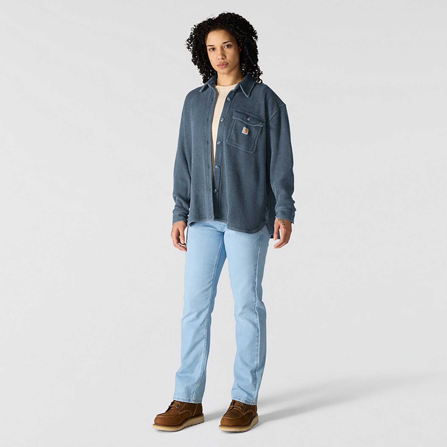 Carhartt Women's Heavyweight Waffle Knit Long Sleeve Button Up Shirt - view number 5