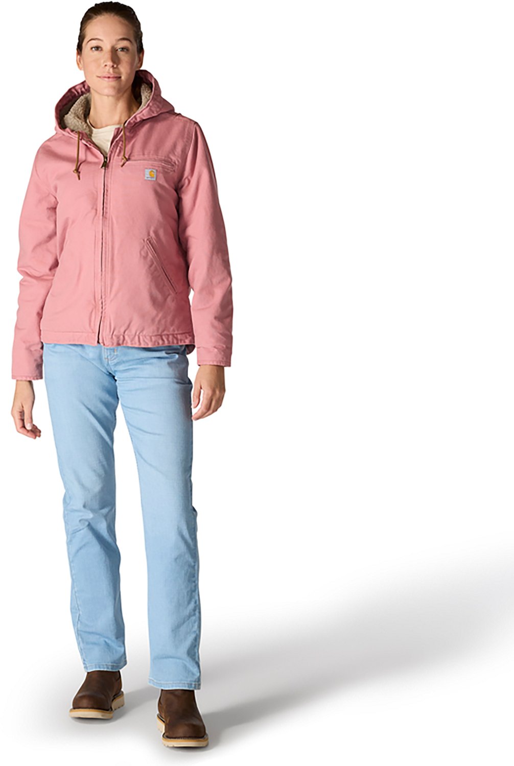 Carhartt Women's Loose Fit Washed Duck Sherpa-Lined Hooded Jacket                                                                - view number 5