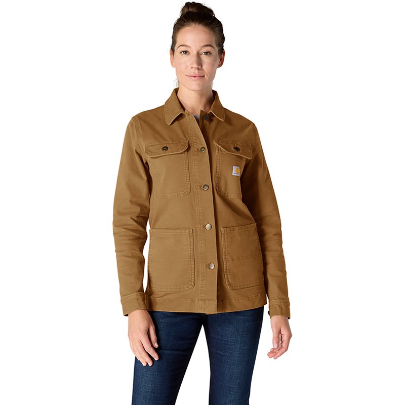 Carhartt Women's Rugged Flex® Loose Fit Canvas Chore Coat, Medium, Carhartt Brown
