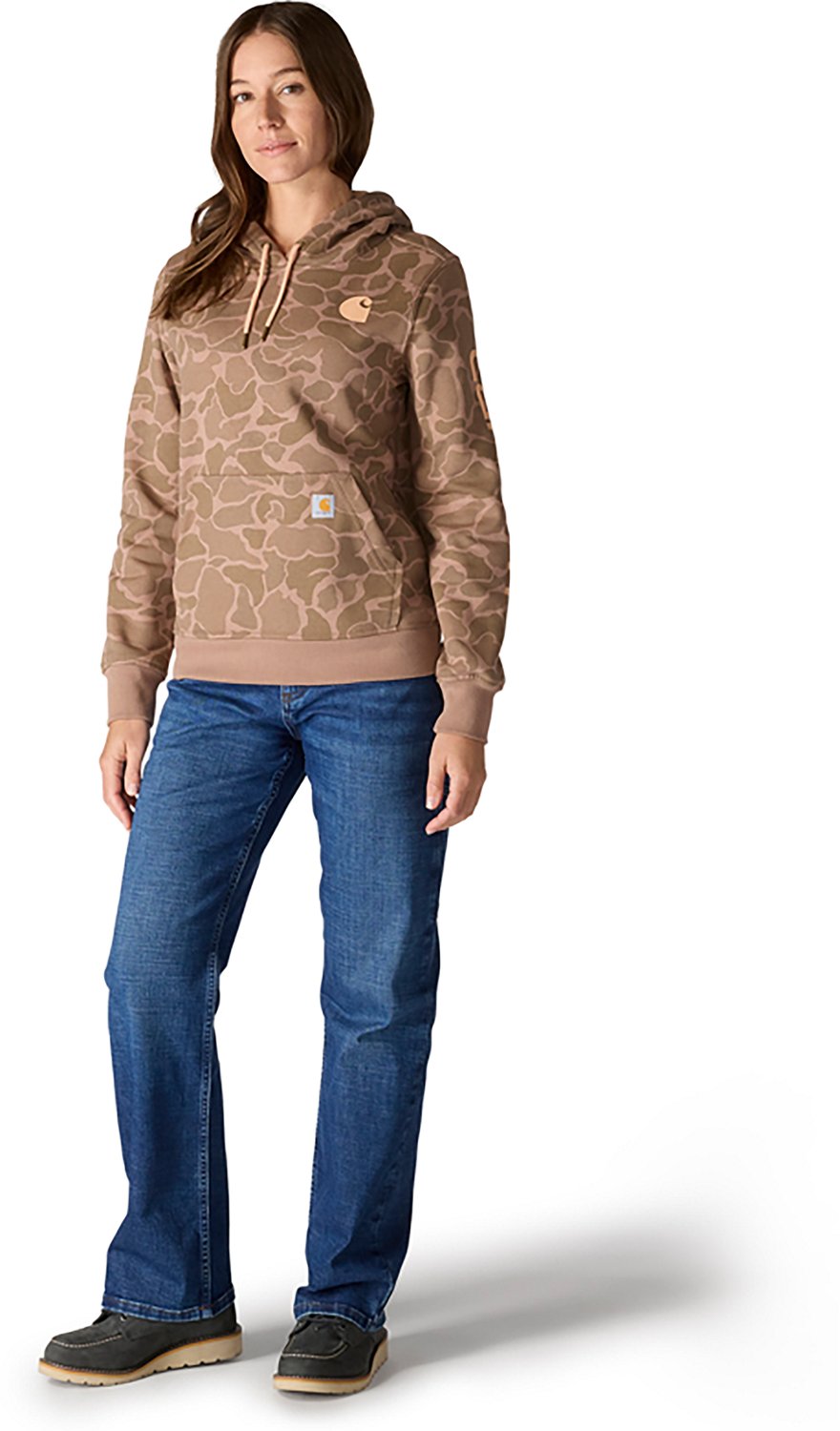 Carhartt Women's Relaxed Fit Midweight Logo Sleeve Graphic Camo Sweatshirt - view number 4
