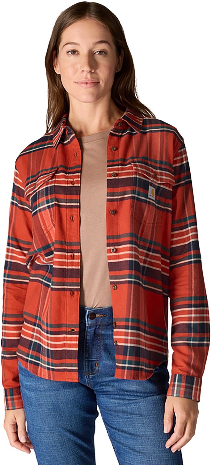 Carhartt Women's TENCEL Fiber Series Relaxed Fit Plaid Long Sleeve Shirt