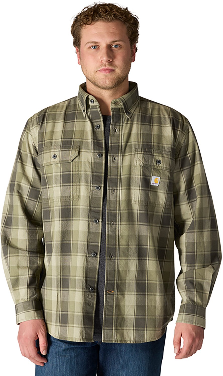 Carhartt Men's Loose Fit Midweight Chambray Long Sleeve Plaid Shirt