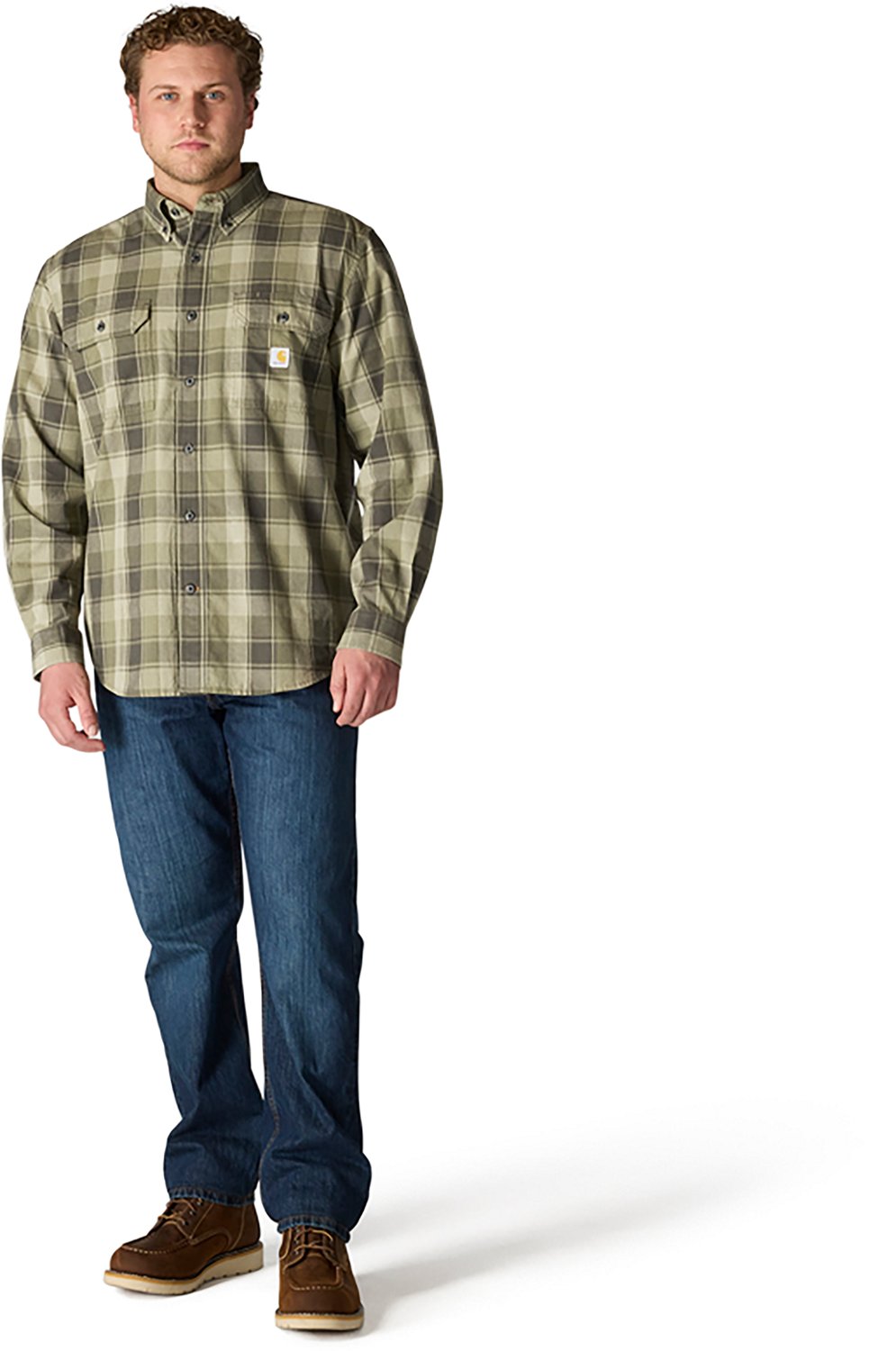 Carhartt Men's Loose Fit Midweight Chambray Long Sleeve Plaid Shirt - view number 4