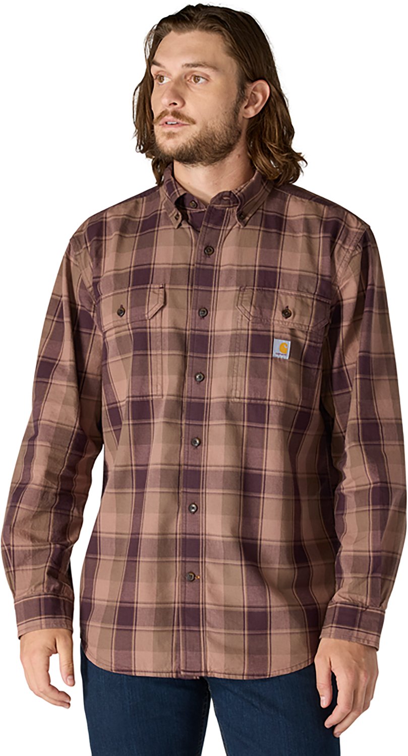 Carhartt Men's Loose Fit Midweight Chambray Long Sleeve Plaid Shirt