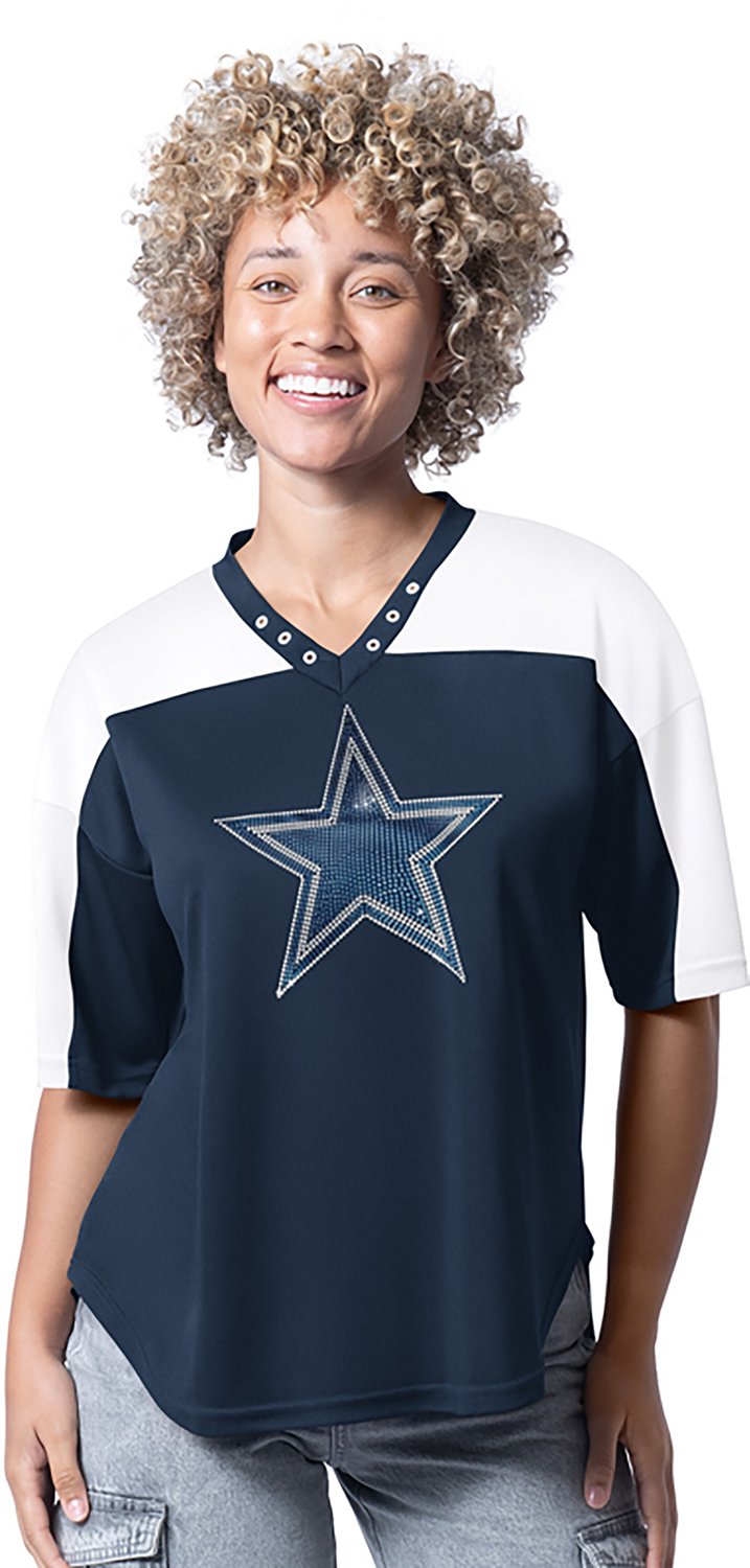G-III Women's Dallas Cowboys Key Plan Mesh Rhinestone Jersey