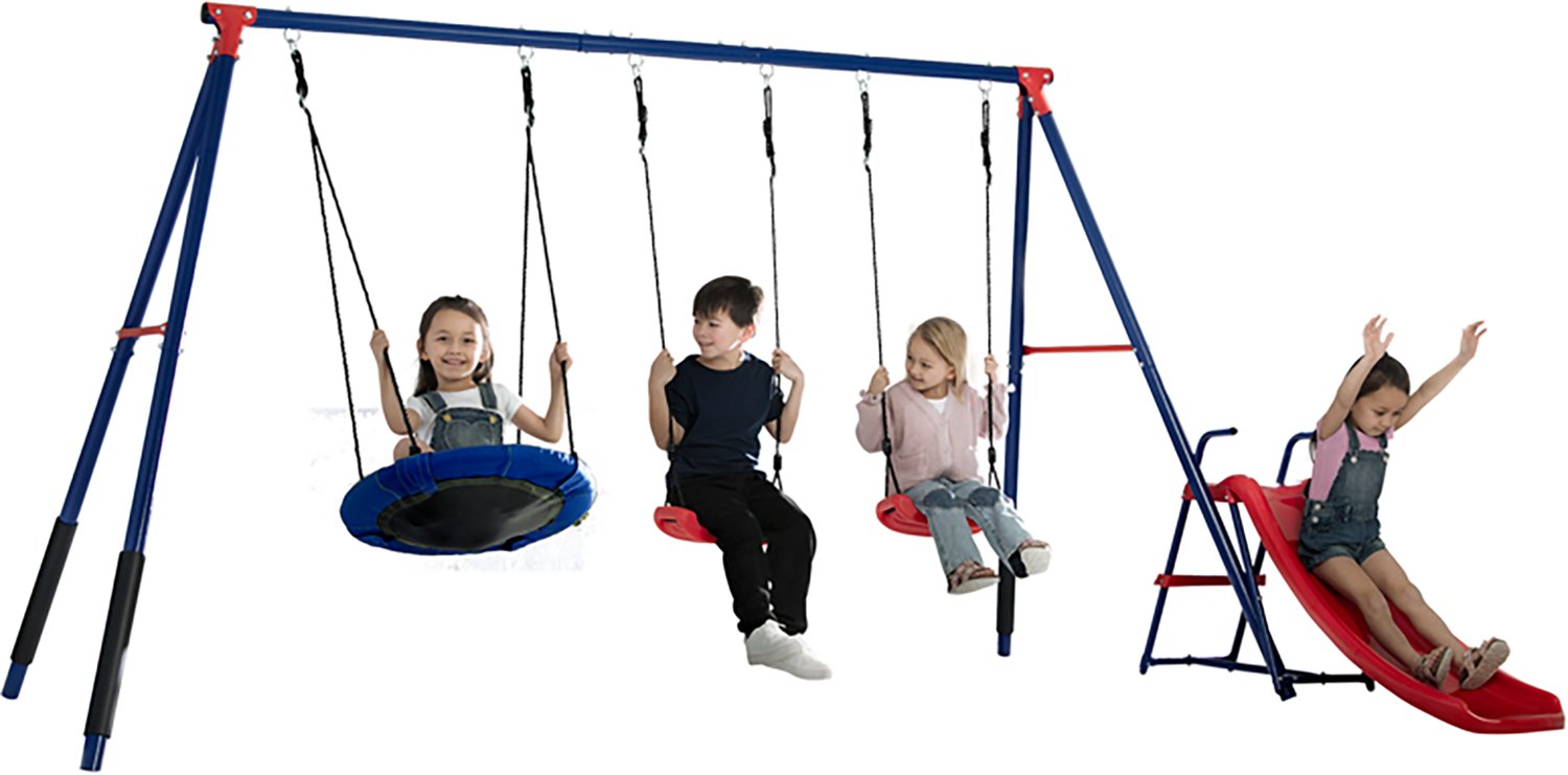 Delta Children FunZone Metal Swing Set 2 Swings 1 Disc Swing Slide