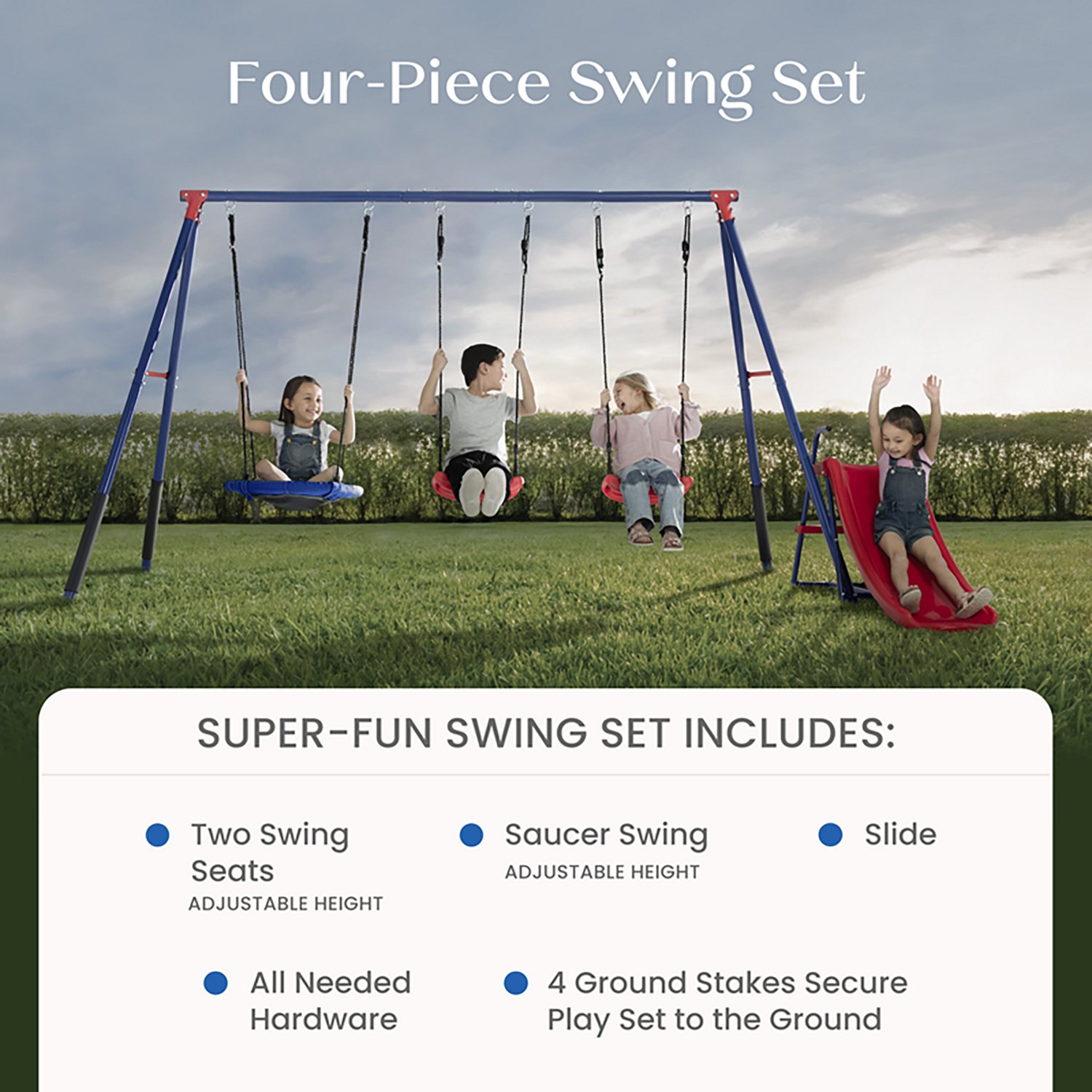 Delta Children FunZone Metal Swing Set 2 Swings 1 Disc Swing Slide