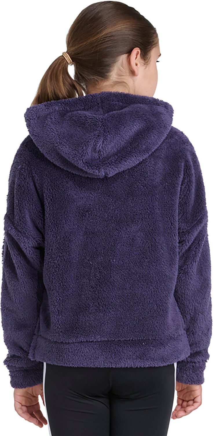adidas Girls' 3-Stripes Sherpa Hooded Pullover - view number 2