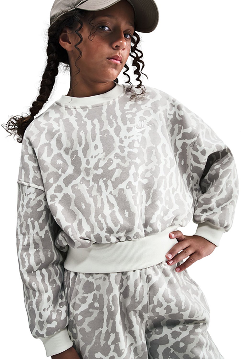 Nike Girls' Sportswear Club Fleece Boxy Crewneck Sweatshirt - view number 3