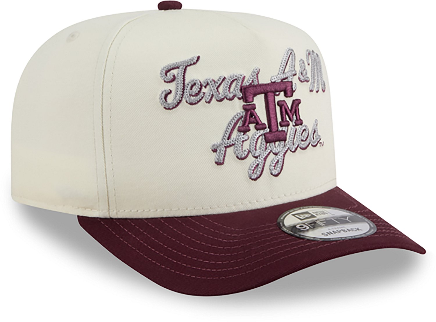 New Era Adults' Texas A&M University Chainstitch Snapback 9FIFTY A-Frame Cap - view number 3