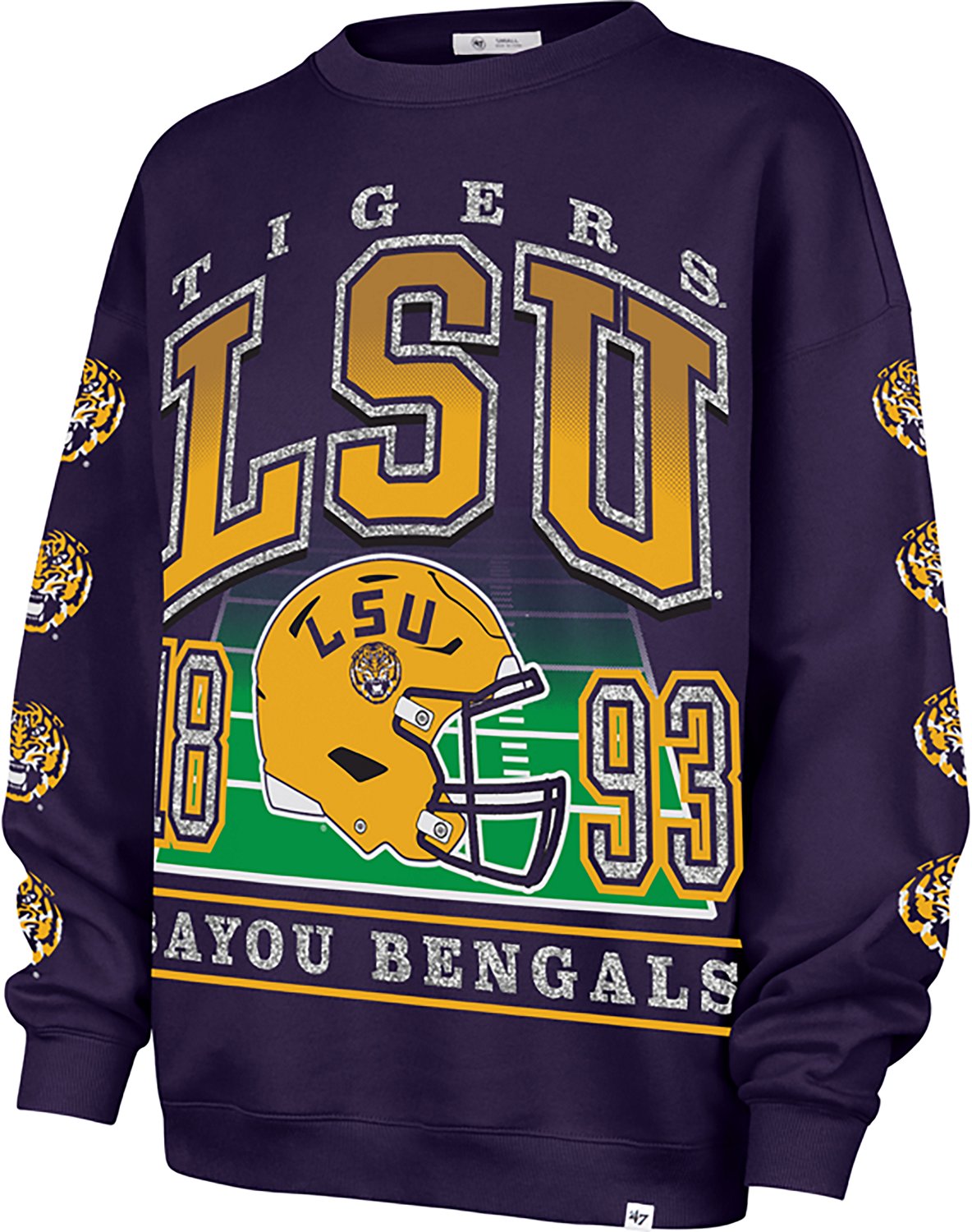 47 Brands Women's Louisiana State University Tigers Go Big Oversized Long Sleeve Crew Fleece - view number 3