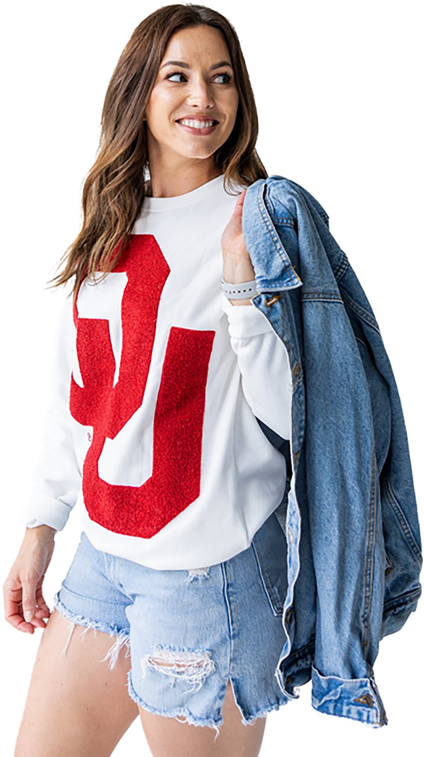 Gameday Social Women's Oklahoma Mascot Chenille Comfort Crew Sweatshirt - view number 3