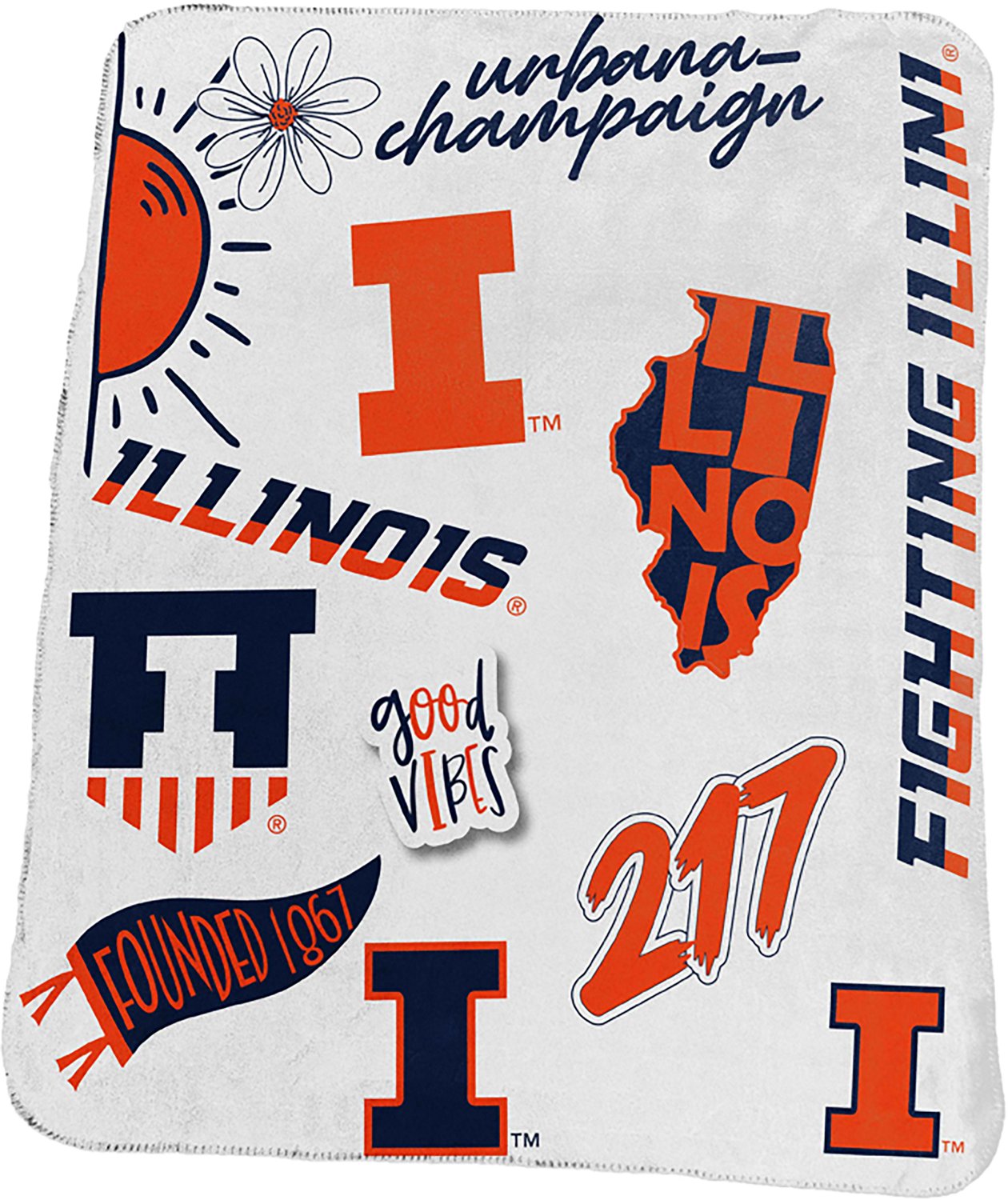 LOGO Illinois Deluxe Native Fleece 50x60