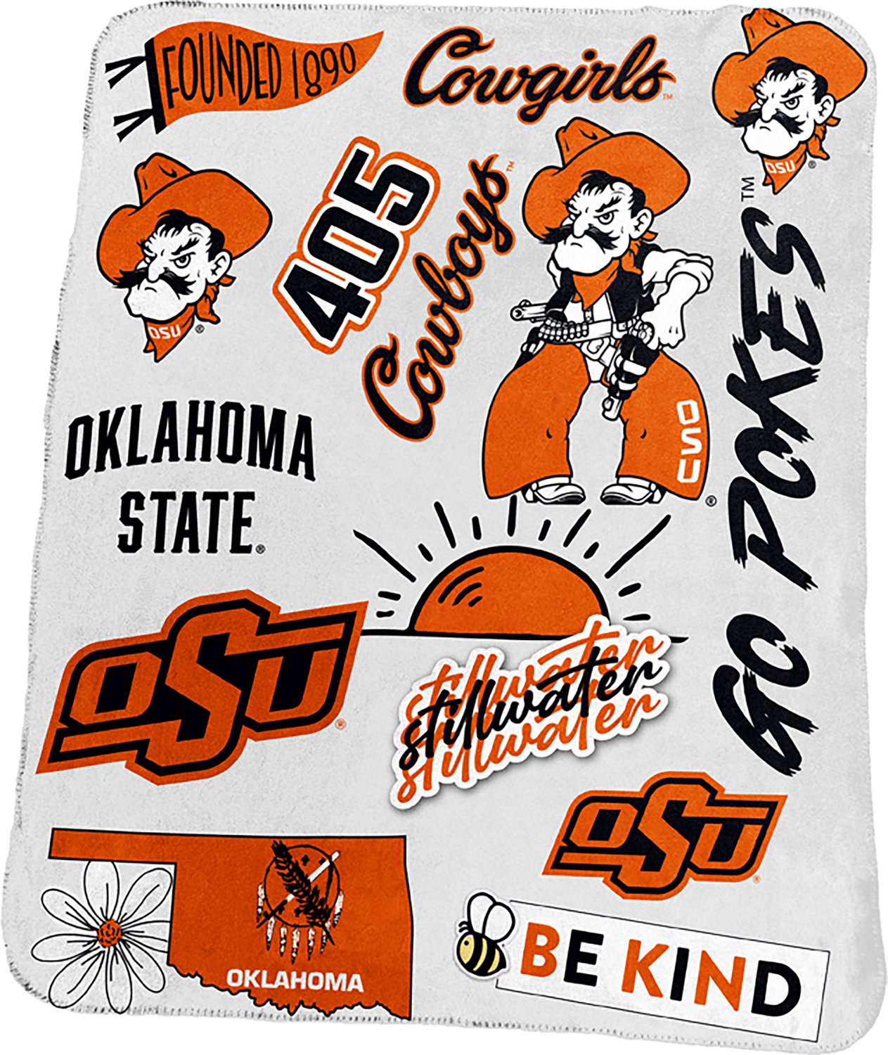 LOGO Oklahoma State Deluxe Native Fleece 50x60