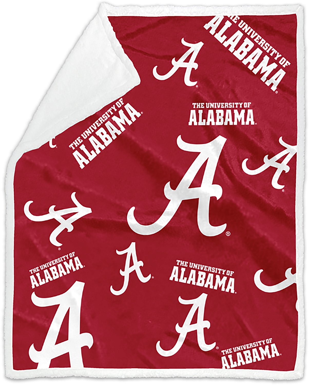 Logo University of Alabama 50 in x 60 in Repeating Plush Sherpa Throw