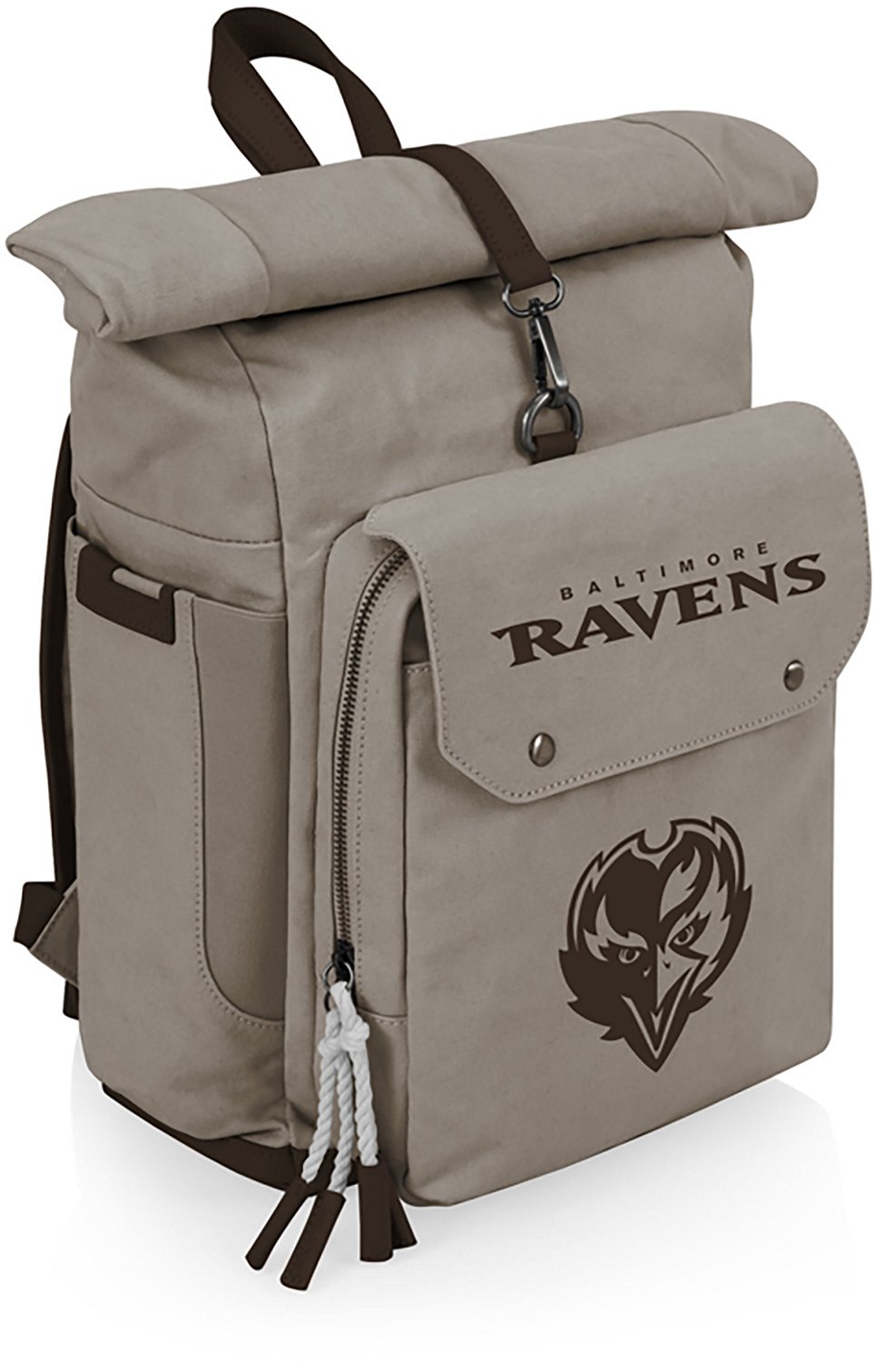 Picnic Time Baltimore Ravens Carmel Roll Top 35 Can Backpack Cooler - view number 2