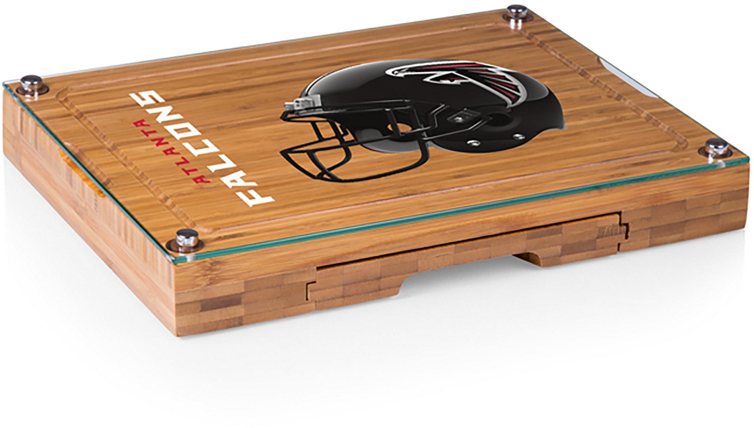 Picnic Time Atlanta Falcons Concerto Glass Top Cheese Cutting Board and Tools Set
