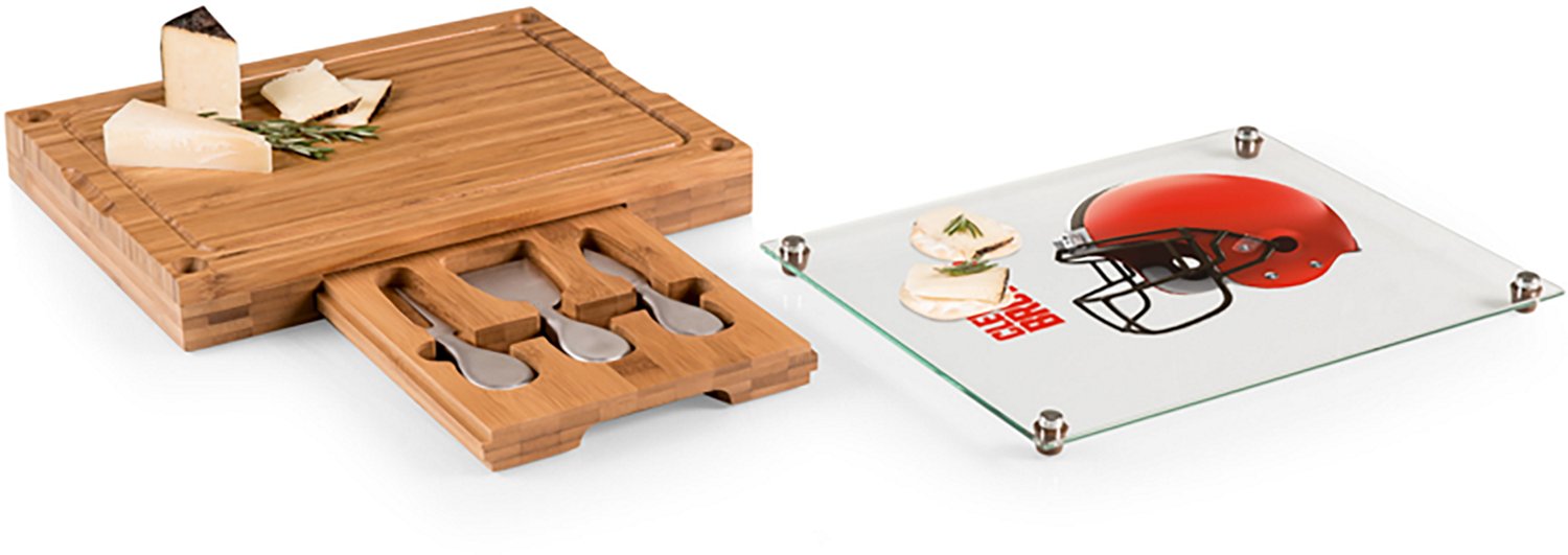 Picnic Time Cleveland Browns Concerto Glass Top Cheese Cutting Board and Tools Set - view number 2