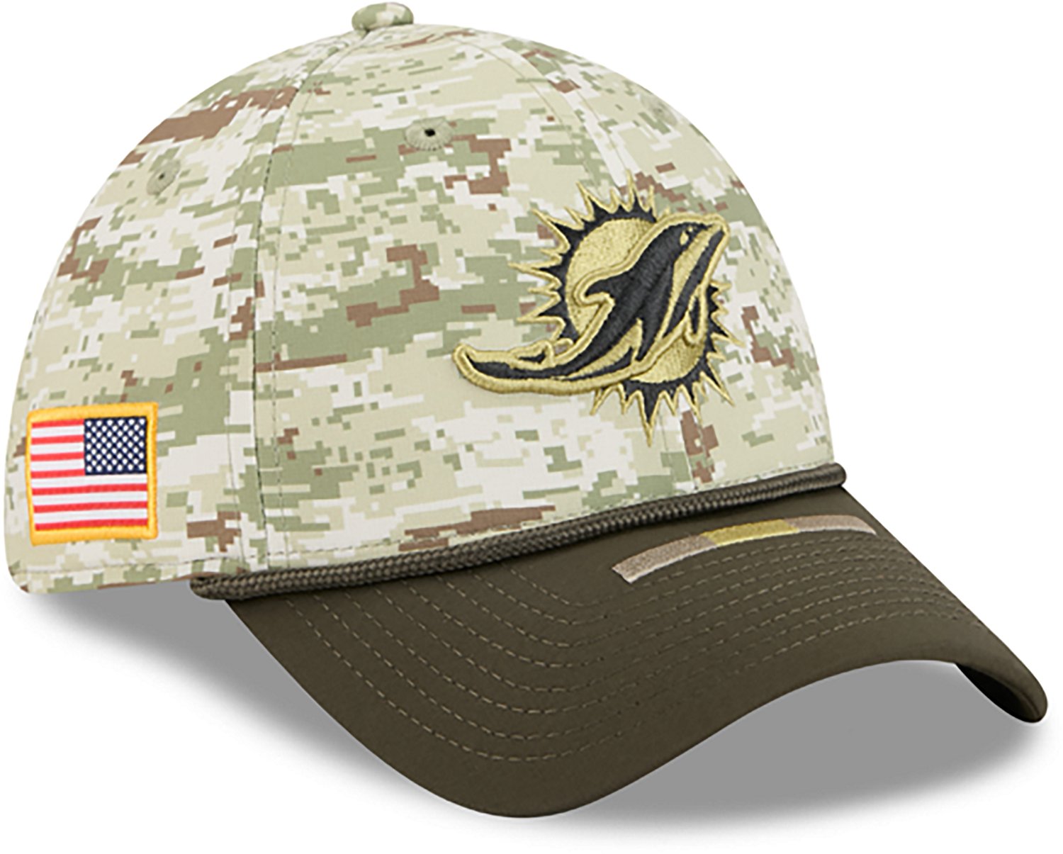 New Era Men's Dolphins 25 Salute to Service Camo 39THIRTY Cap - view number 5