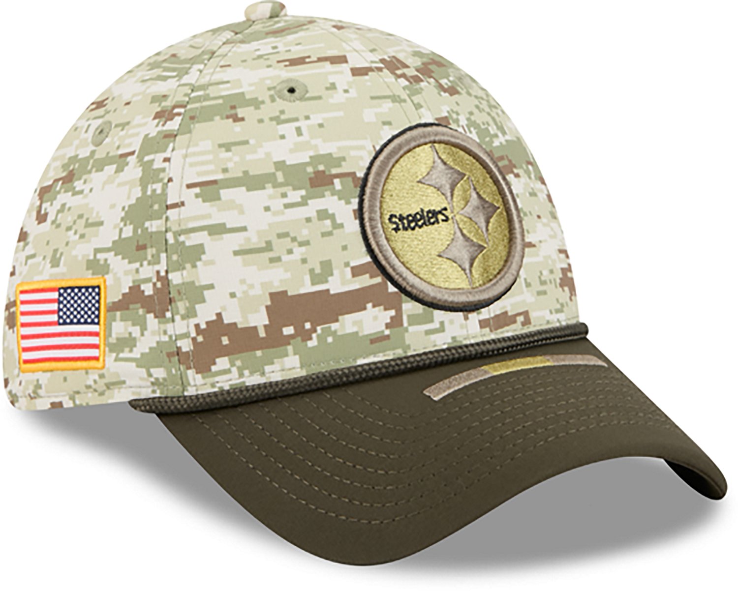 New Era Men's Steelers 25 Salute to Service Camo 39THIRTY Cap - view number 5