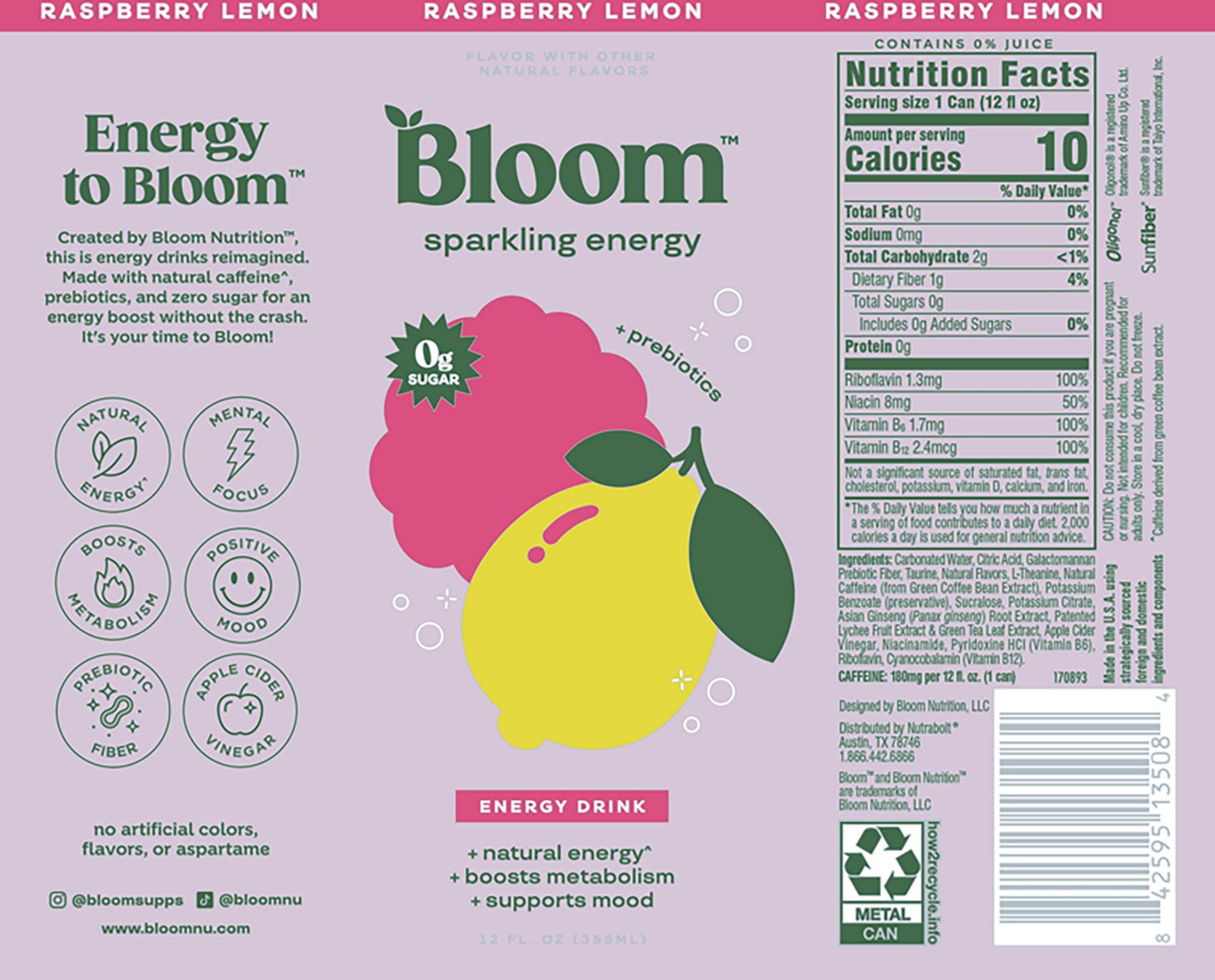 Bloom Nutrition Sparkling Energy Drinks 6-Pack - view number 2