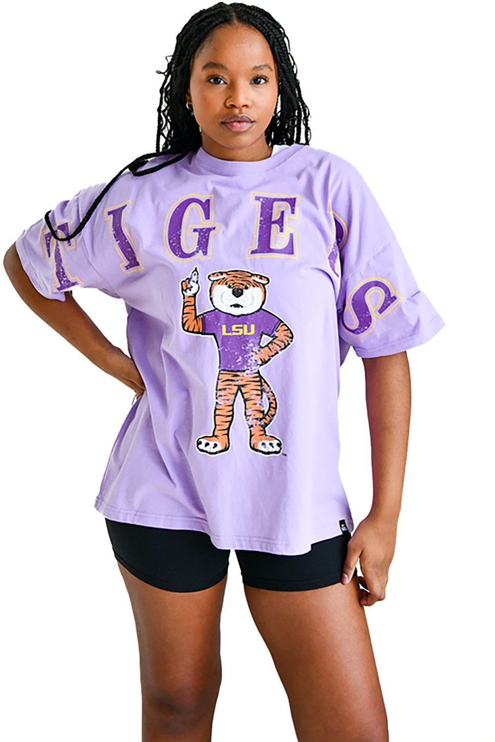 Gameday Social Women's Louisiana State University Tigers Southern Split Oversized Band Short Sleeve T-shirt