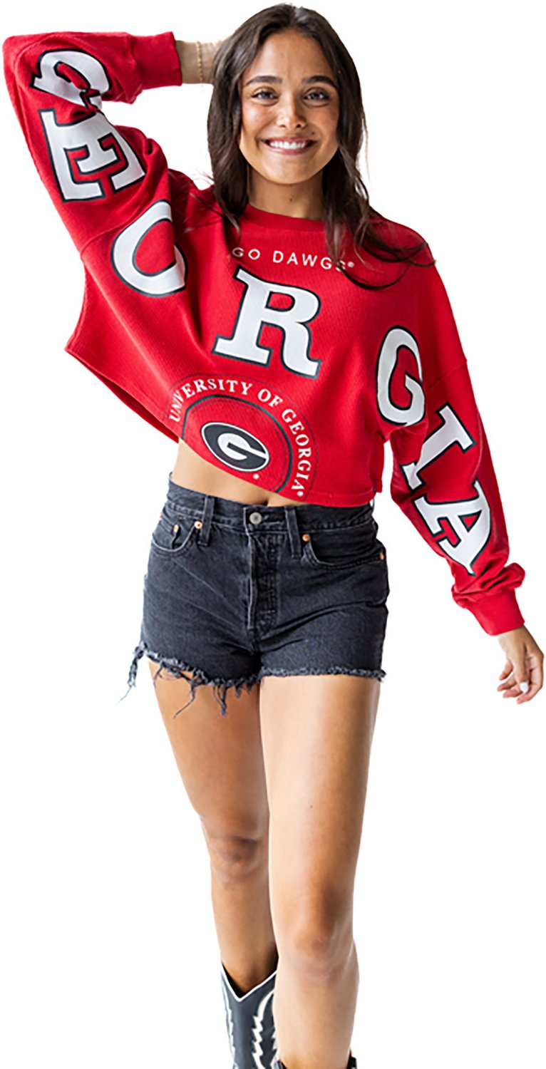 Gameday Social Women's University of Georgia Phipps Split Crop Corded Long Sleeve T-shirt - view number 3