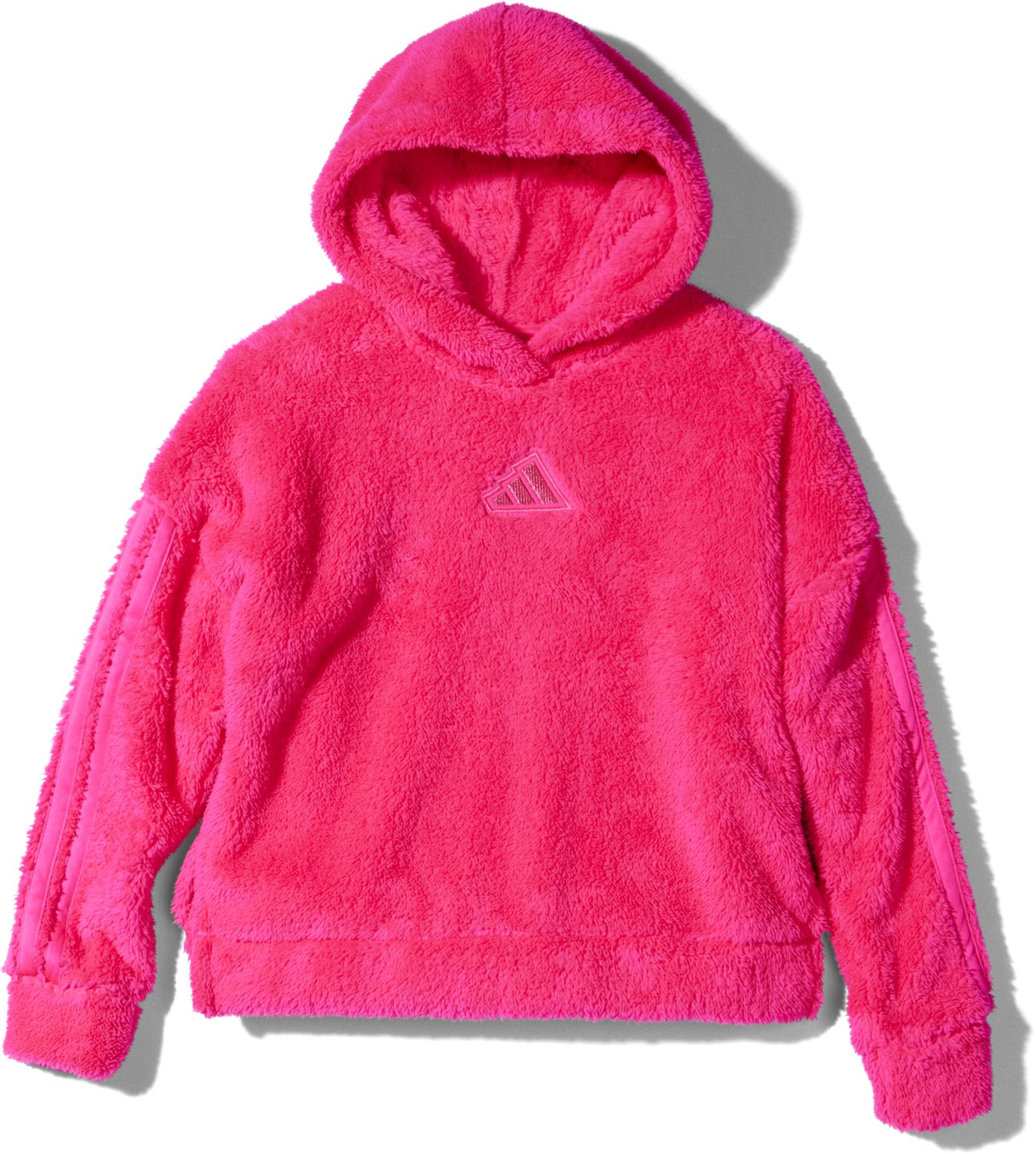 adidas Girls' 3-Stripes Sherpa Hooded Pullover - view number 3