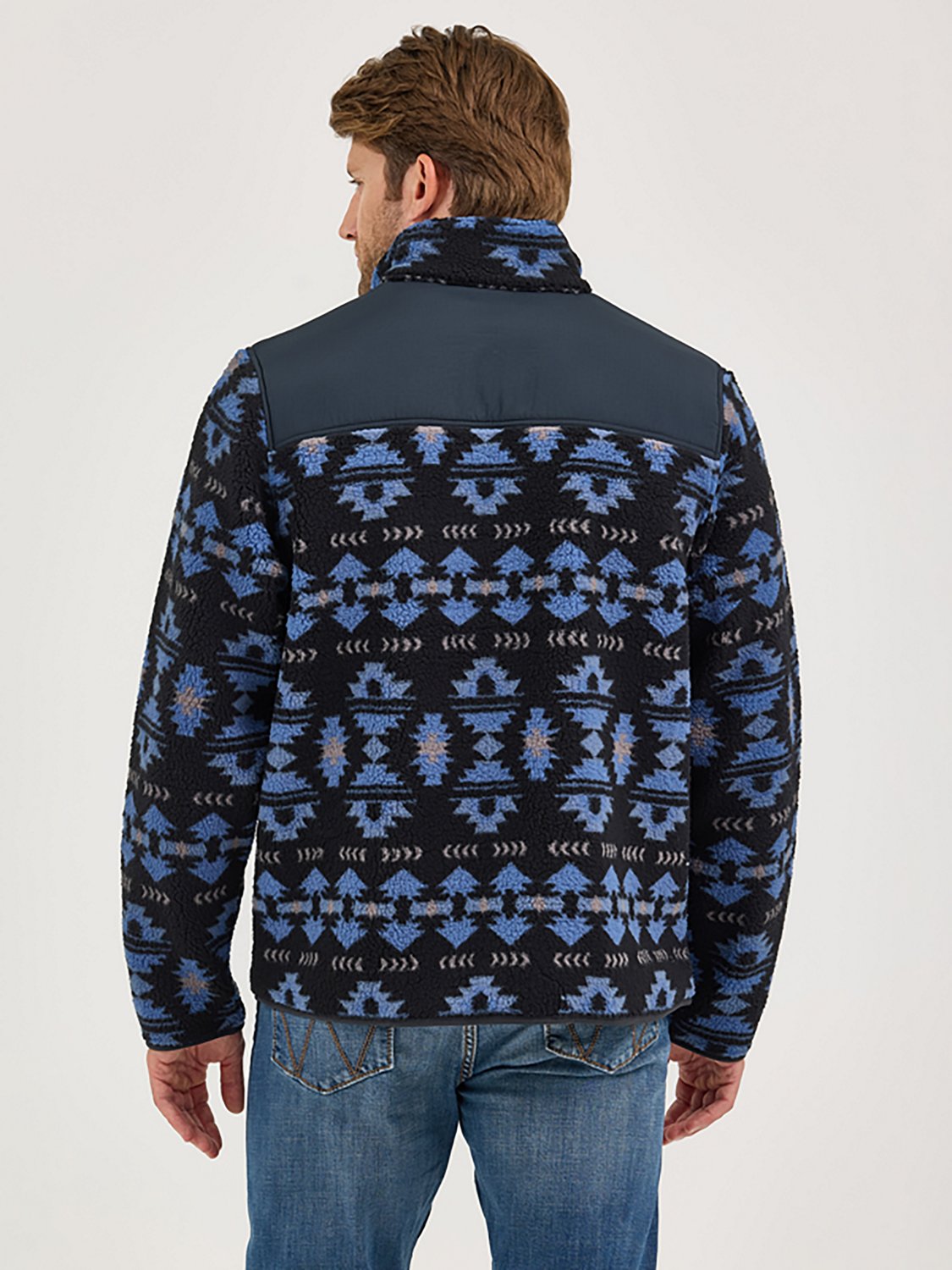 Wrangler Men's Western Mixed Sherpa Zip Up Jacket