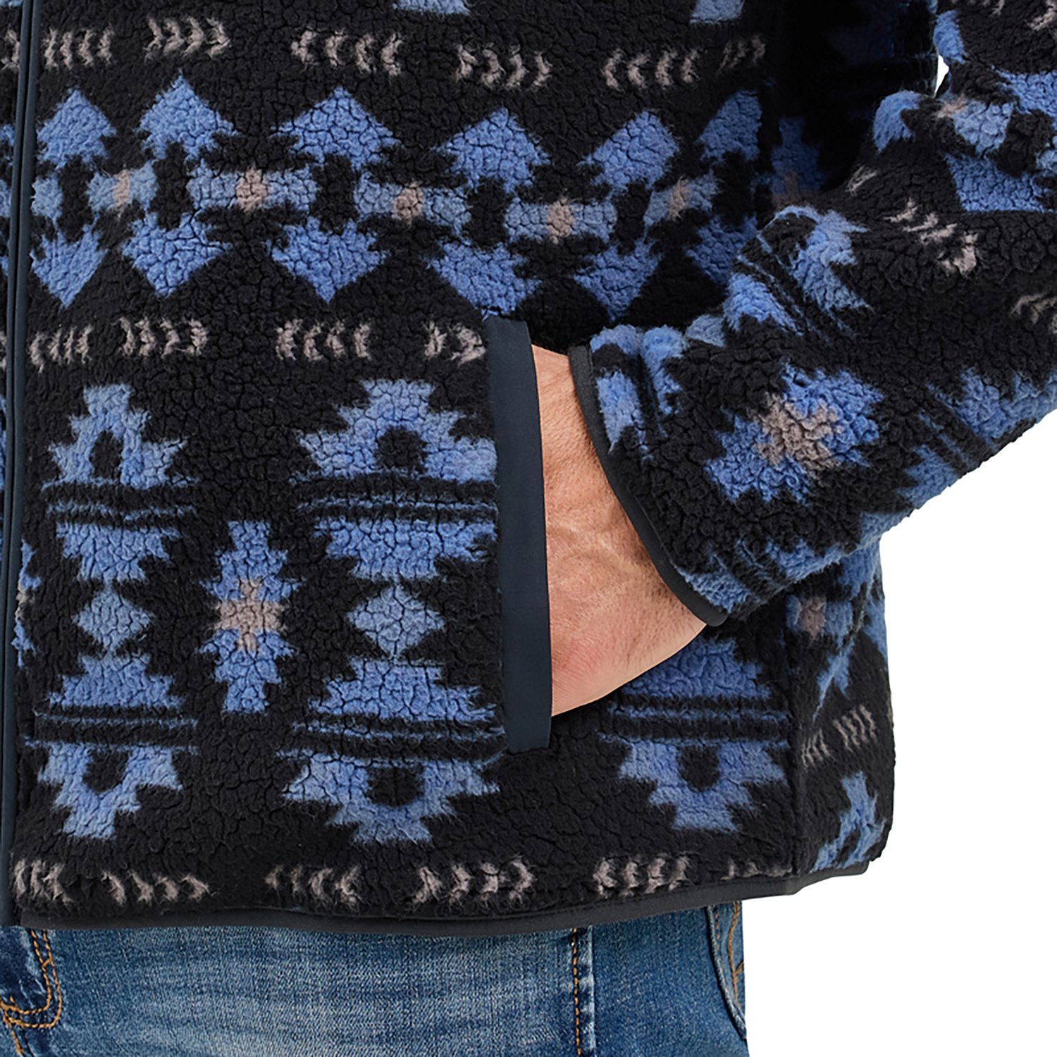 Wrangler Men's Western Mixed Sherpa Zip Up Jacket