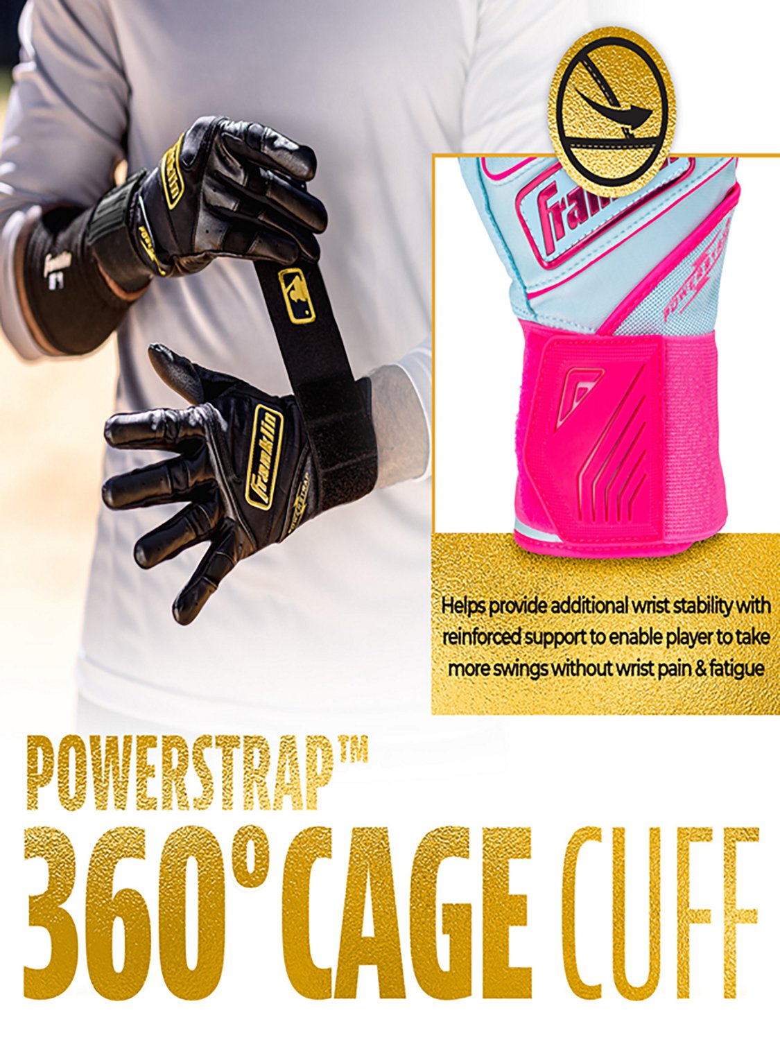 Franklin Adult MLB Infinite Series Power Strap Batting Gloves                                                                    - view number 4