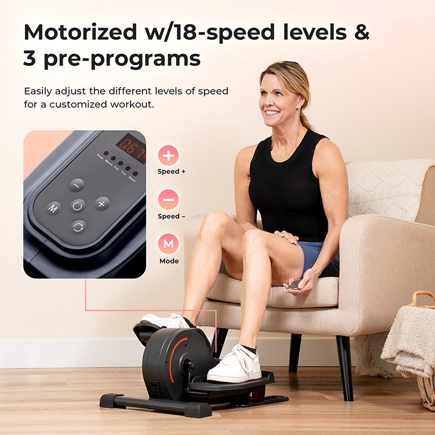 Sunny Health & Fitness SitFit Smart Electric Motorized Under Desk Smart Elliptical - view number 3