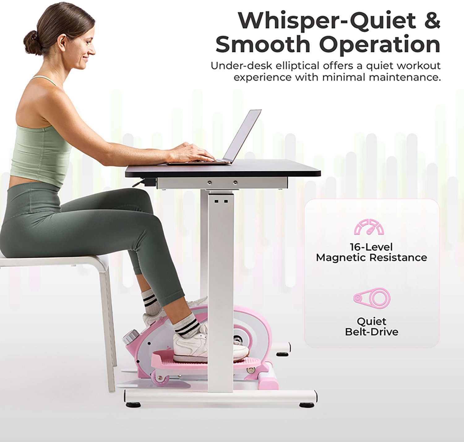 Sunny Health & Fitness Smart Portable Magnetic Under Desk Elliptical - view number 3