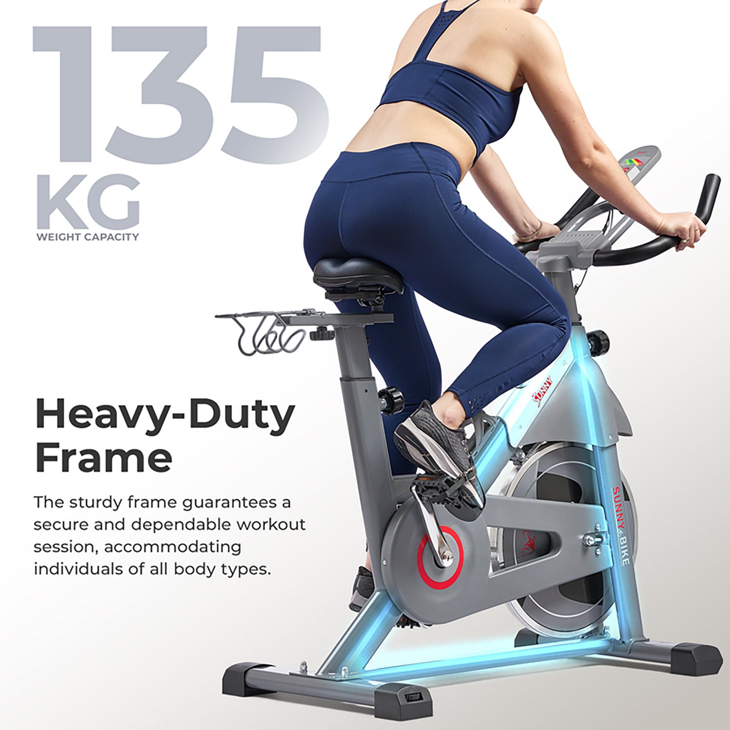 Sunny Health & Fitness SMART Magnetic Resistance Exercise Bike with Dumbbell Holder - view number 5