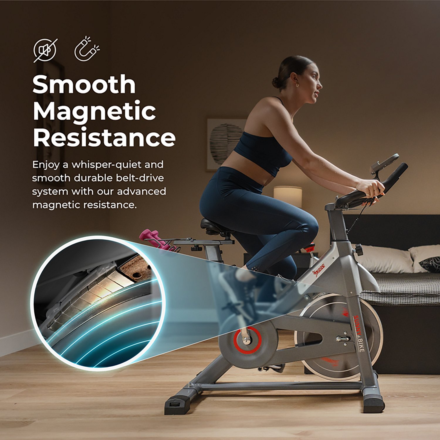 Sunny Health & Fitness SMART Magnetic Resistance Exercise Bike with Dumbbell Holder - view number 6