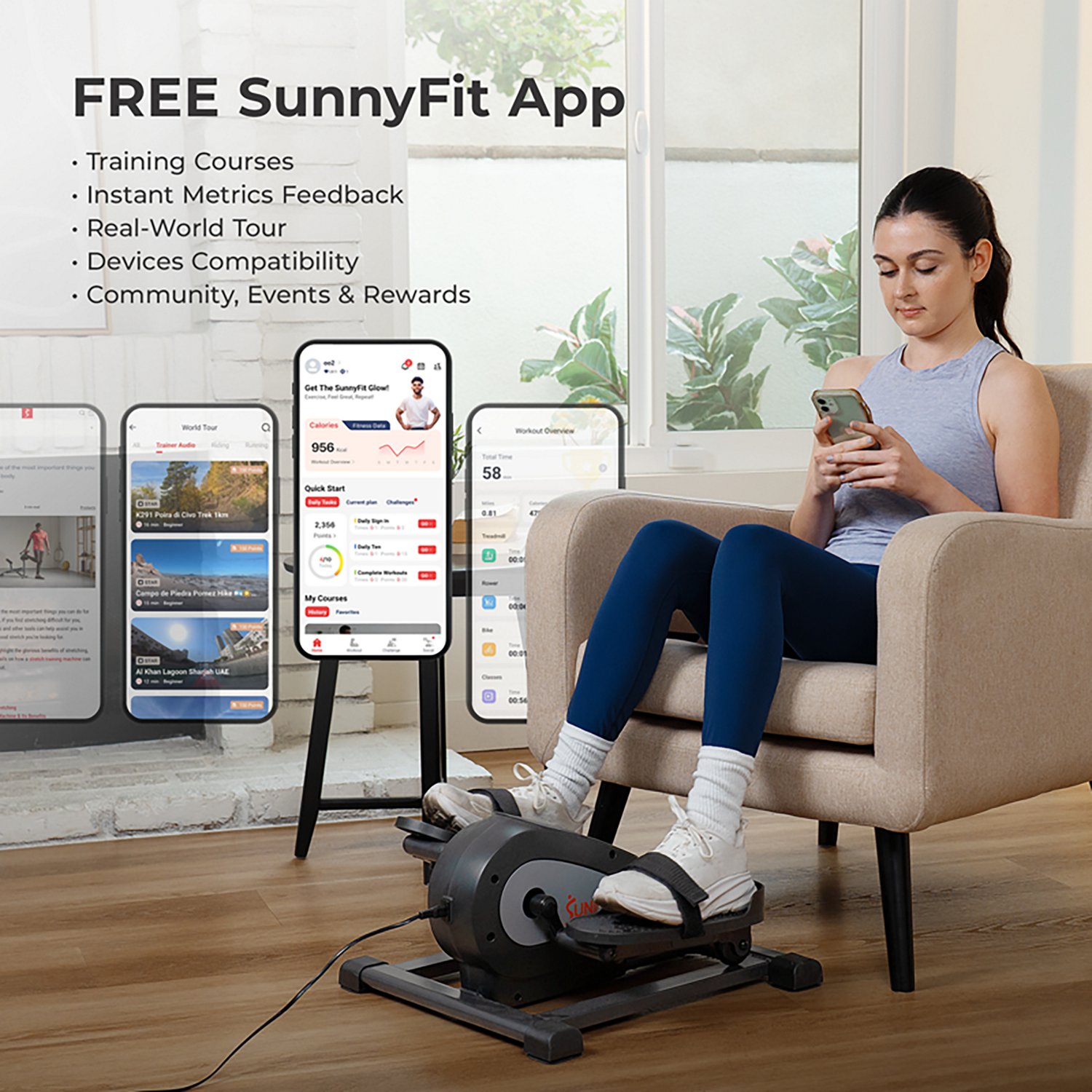 Sunny Health & Fitness SMART Motorized 18-Level Mini Elliptical - view number 8
