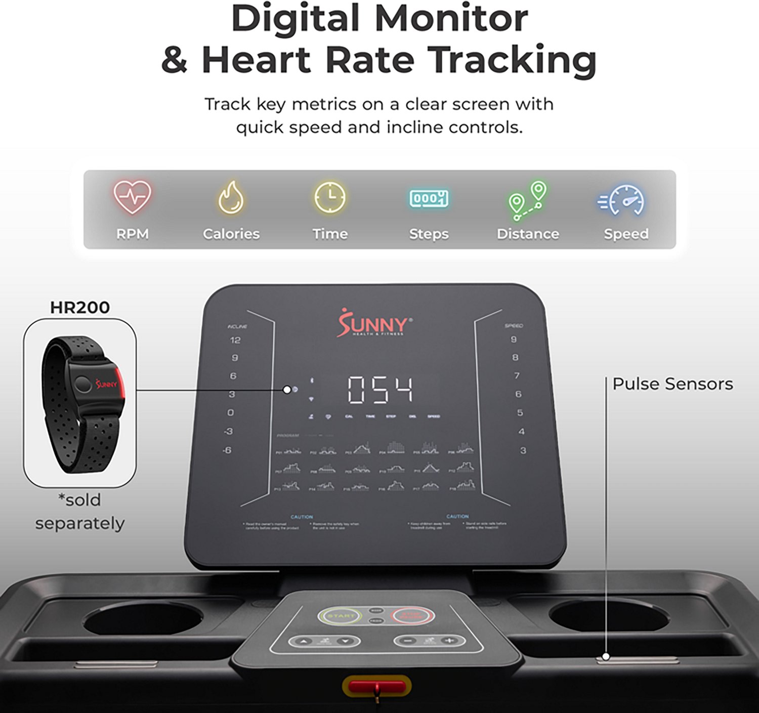 Sunny Health & Fitness Excel Smart Incline/Decline Treadmill - view number 3